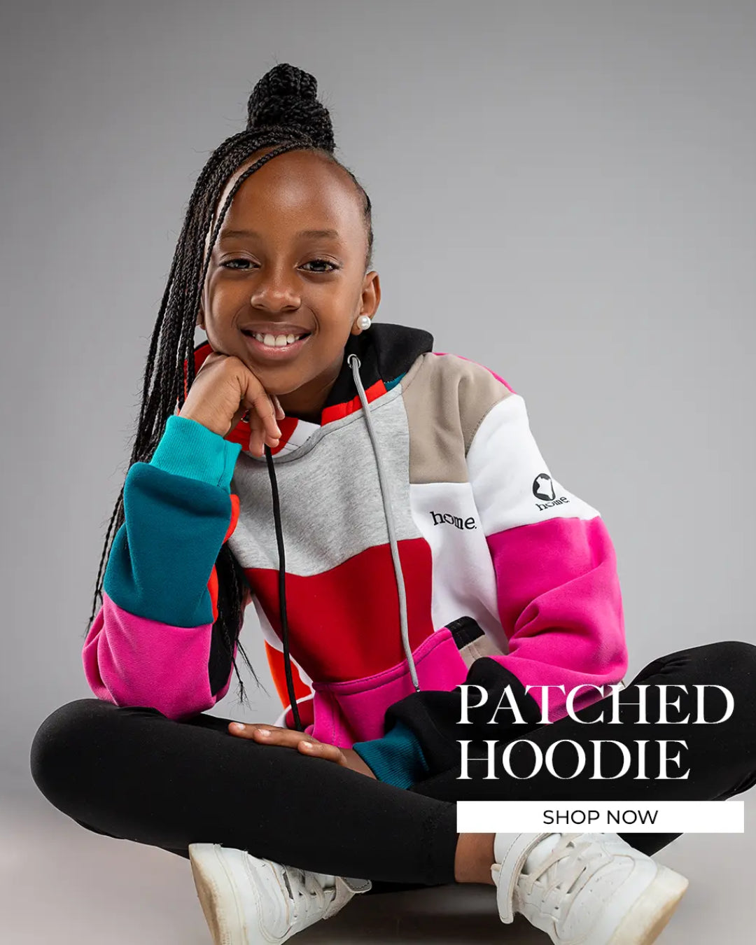 Kids Patched Hoodie