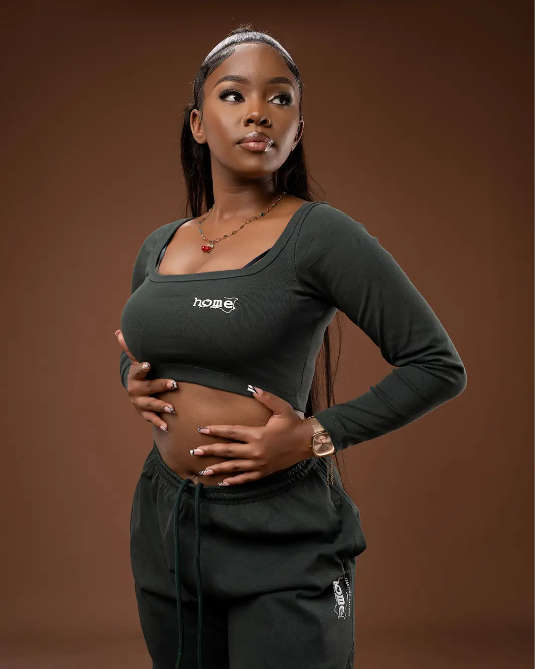 Plush Long Sleeve Top - Forest Green