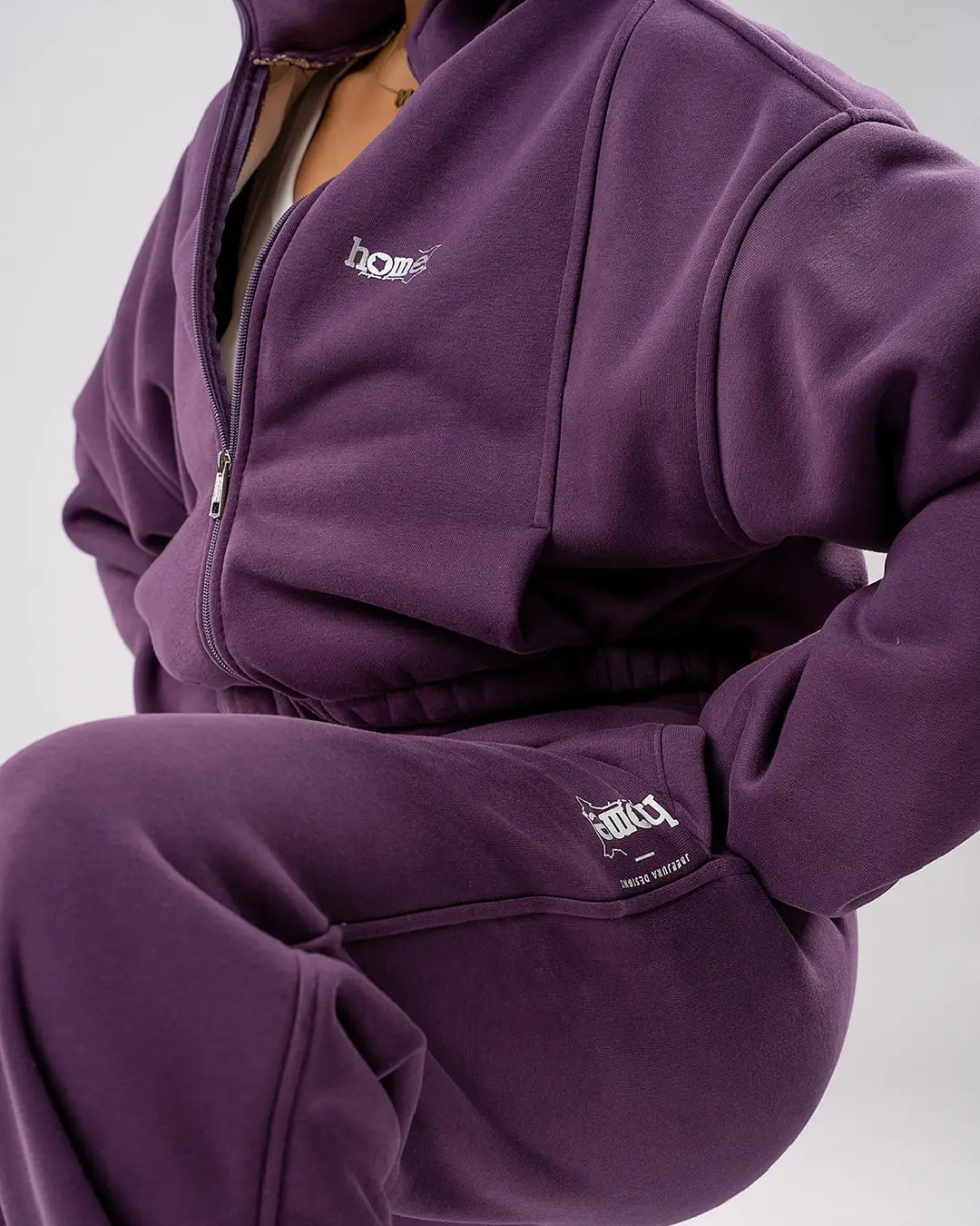 Moda Cropped Zip-Up Sweatshirt – Purple (Nuvetra Fabric)