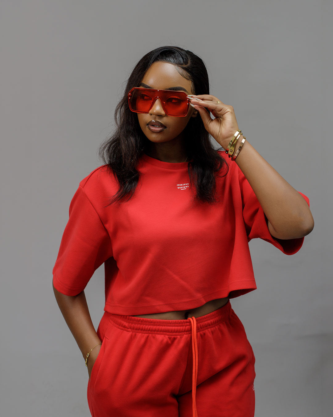 Serene Cropped Tee – Red