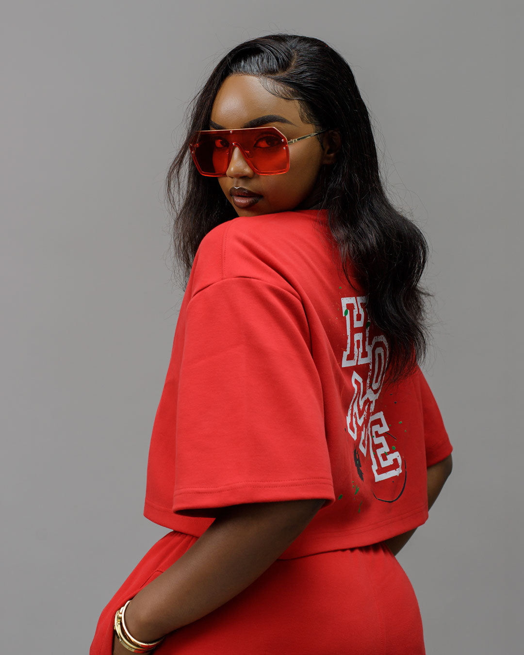 Serene Cropped Tee – Red