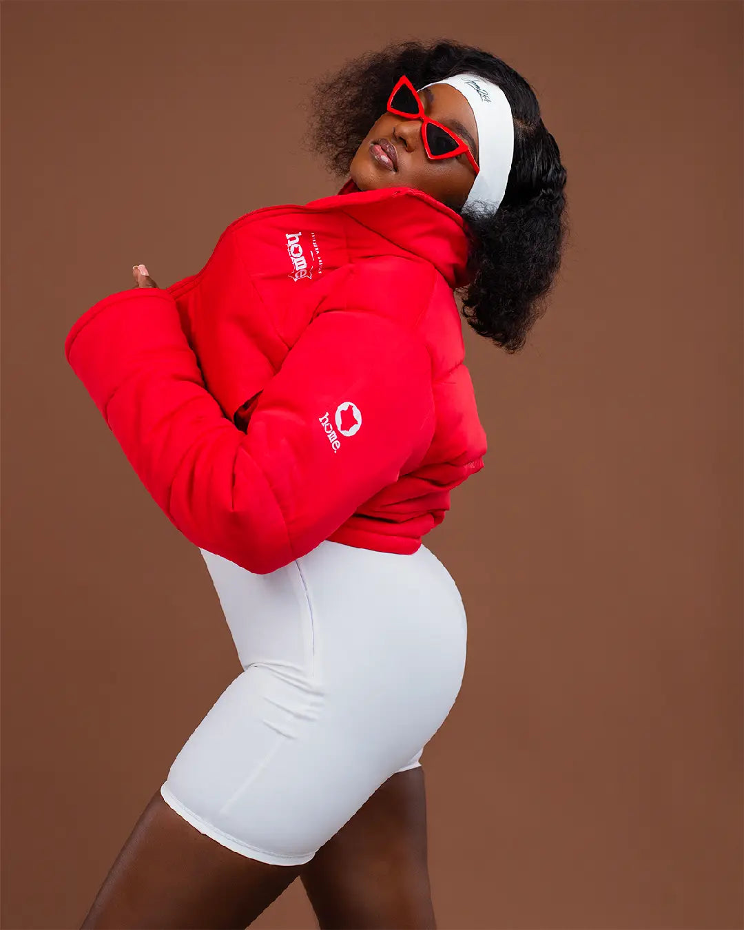 Cropped Puffer Jacket - Red