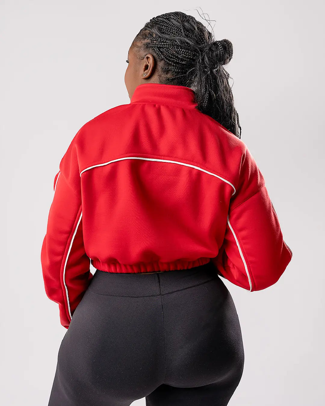 Cherie Moda Cropped Zipped Jacket - Red (Heavy Fabric)
