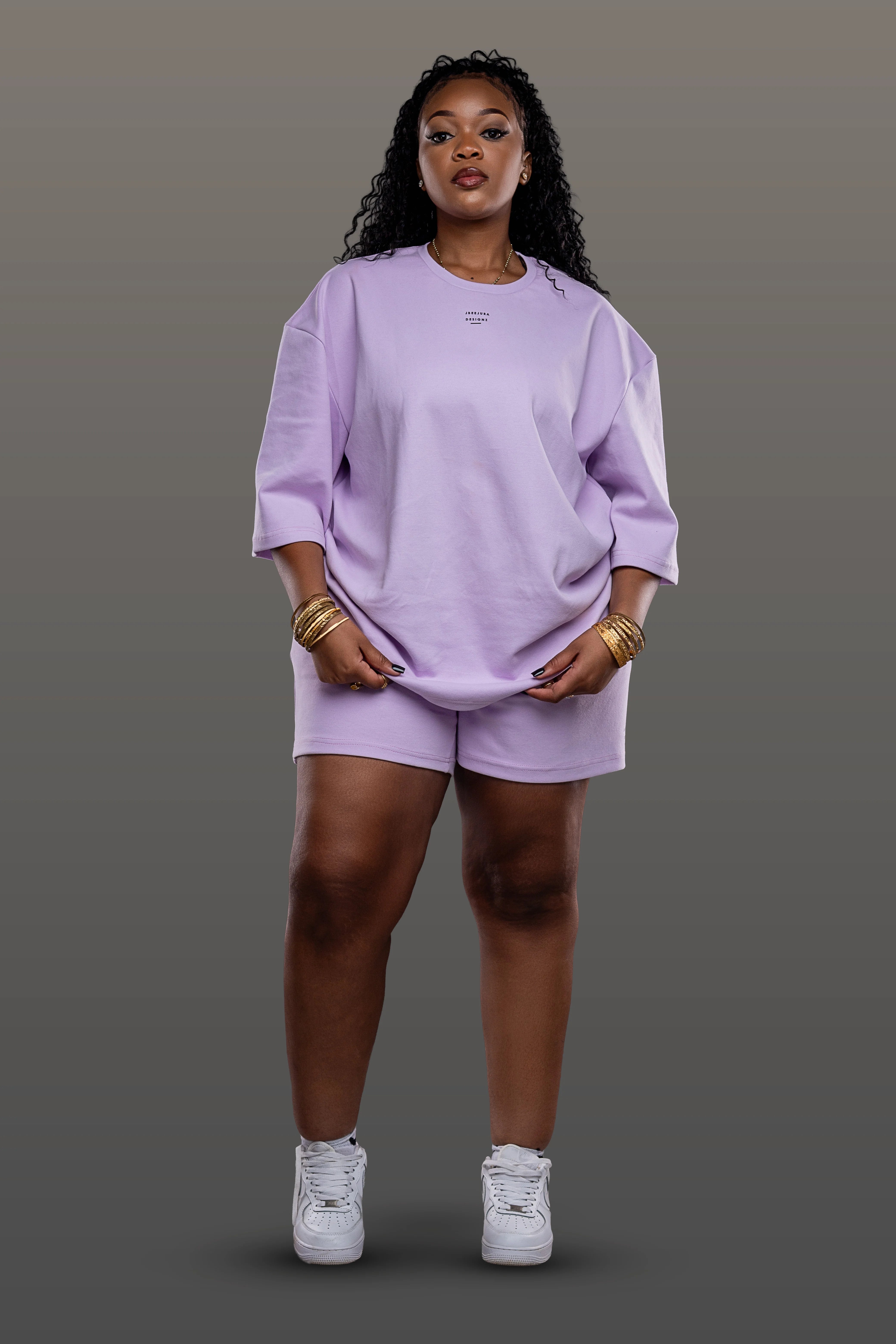 Serene Short and Drop Tee Set - Lilac