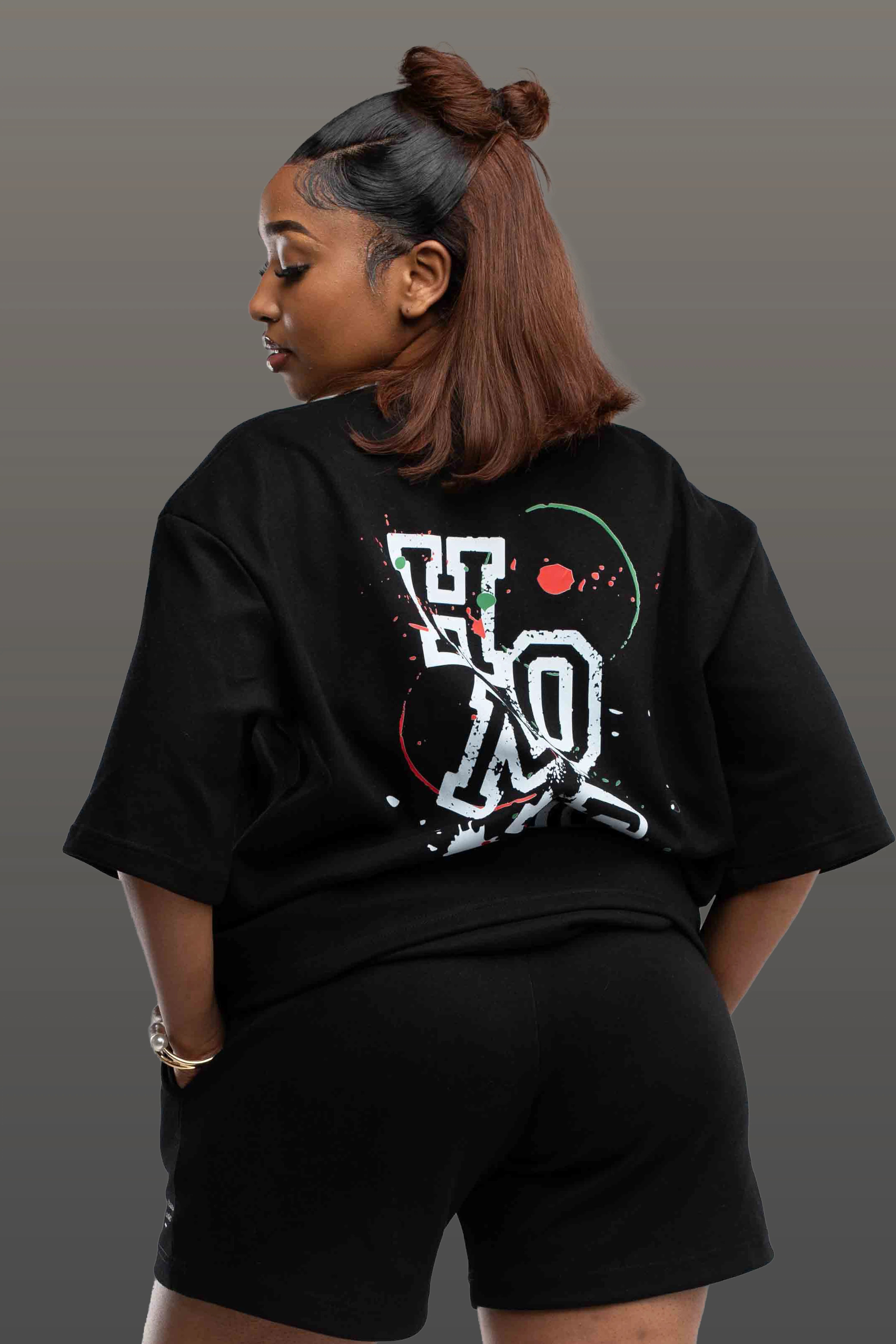 Serene Short & Drop Tee Set – Black