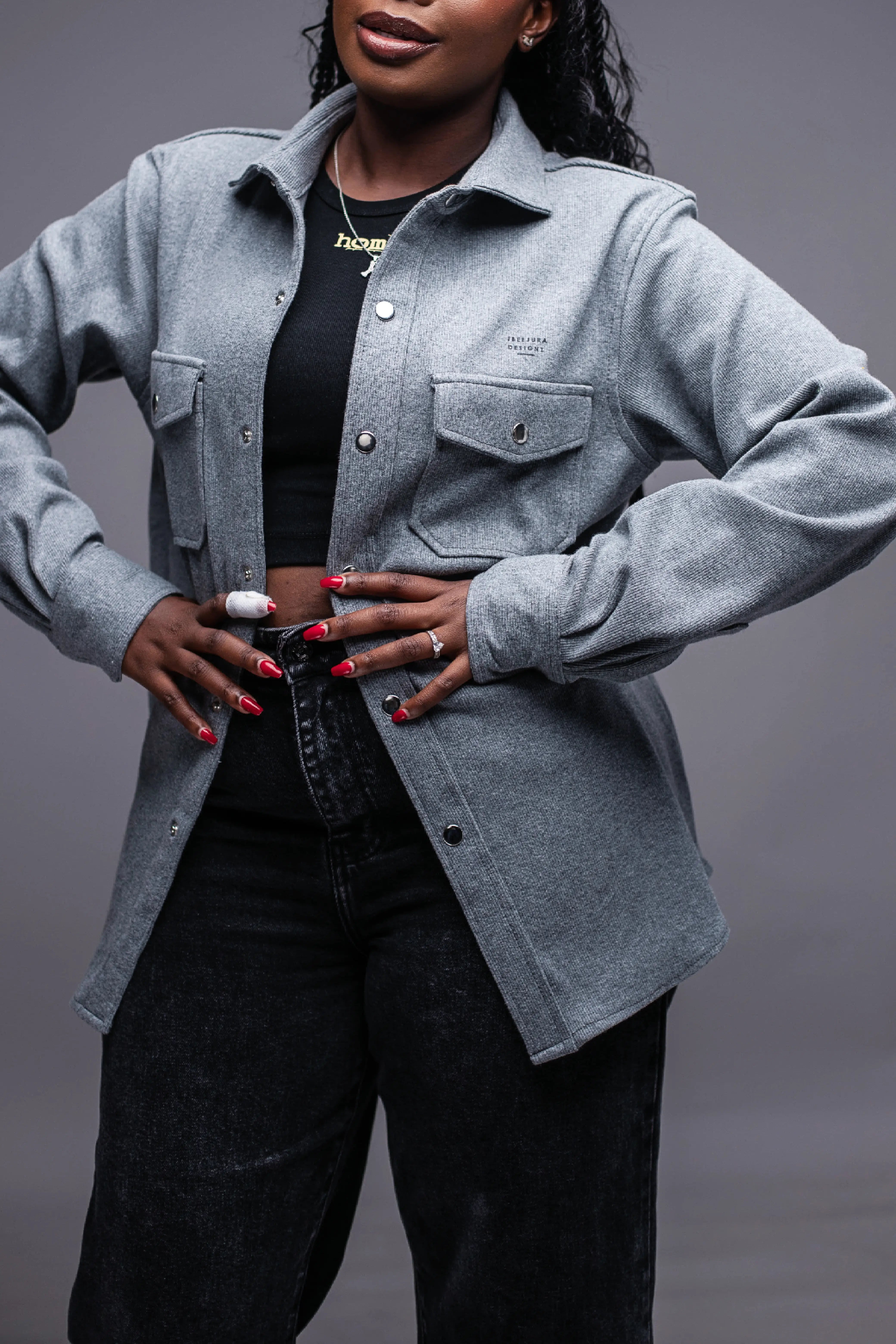 Misty Grey Stature Shirt + Cosy Shorts Matching Set