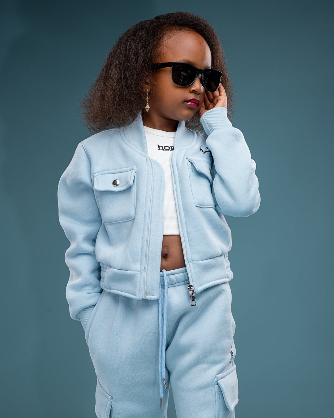 Kids Cropped Kami Jacket - Sky Blue