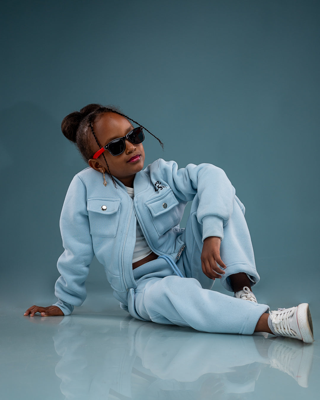 Kids Cropped Kami Jacket - Sky Blue