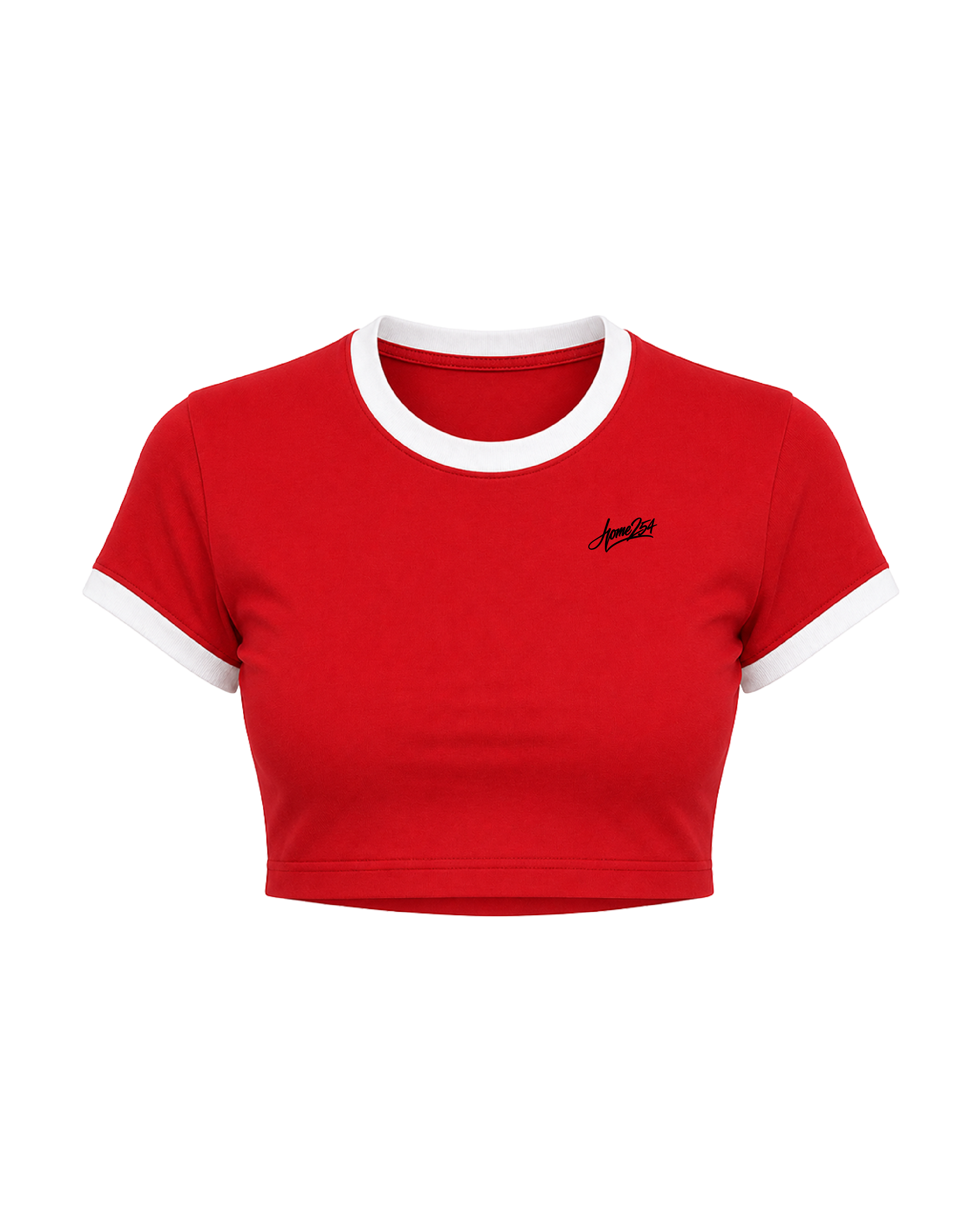 DOLLY CROPPED TEE - Red + White