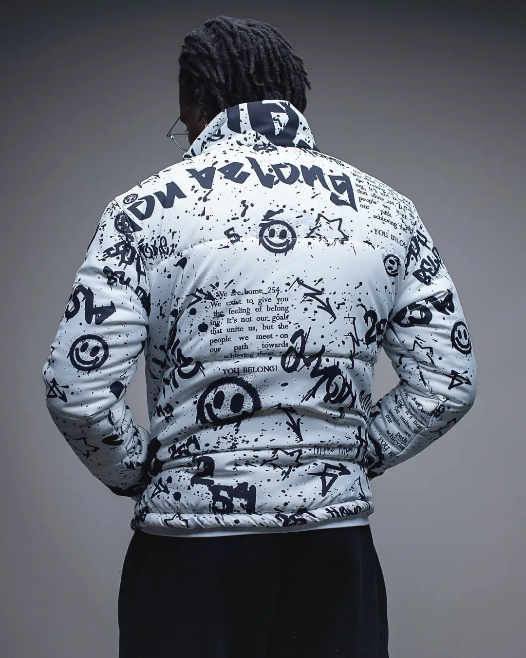 Ink Riot Puffer Jacket - White