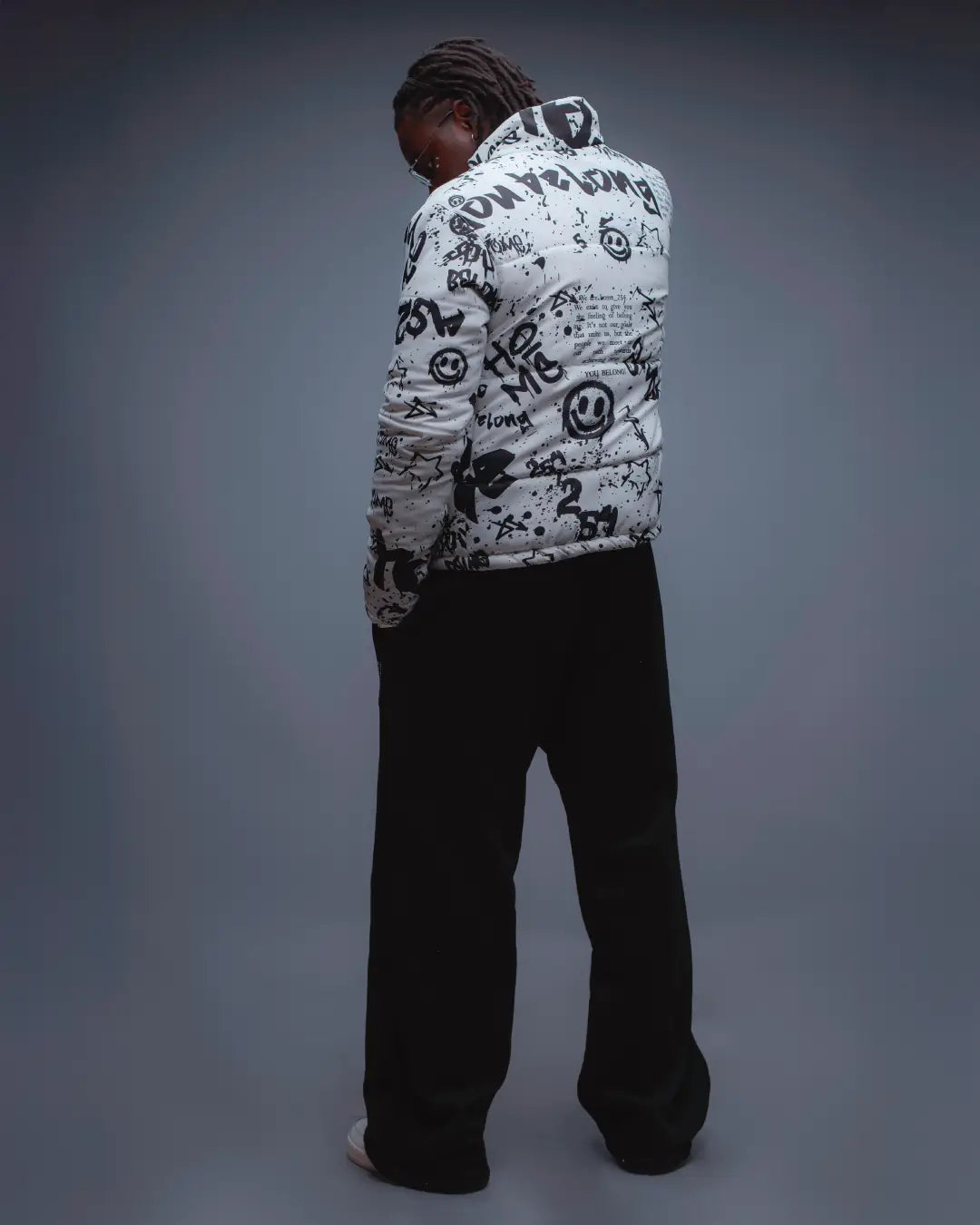 Ink Riot Puffer Jacket - White