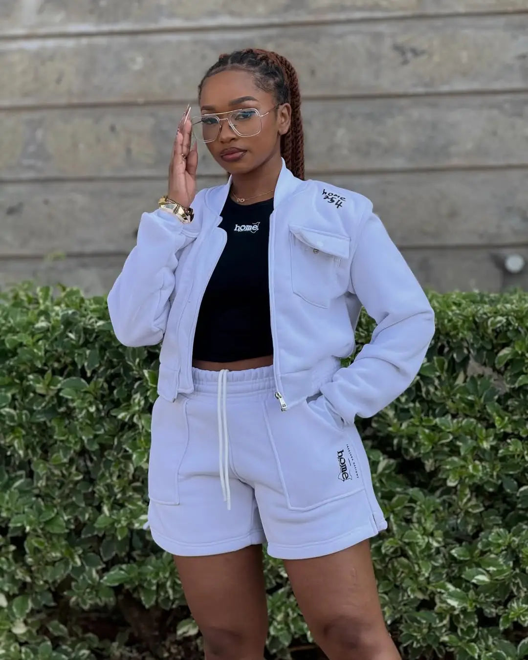 White Kami Jacket + Cora Shorts Matching Set (Nuvetra™ Fabric)