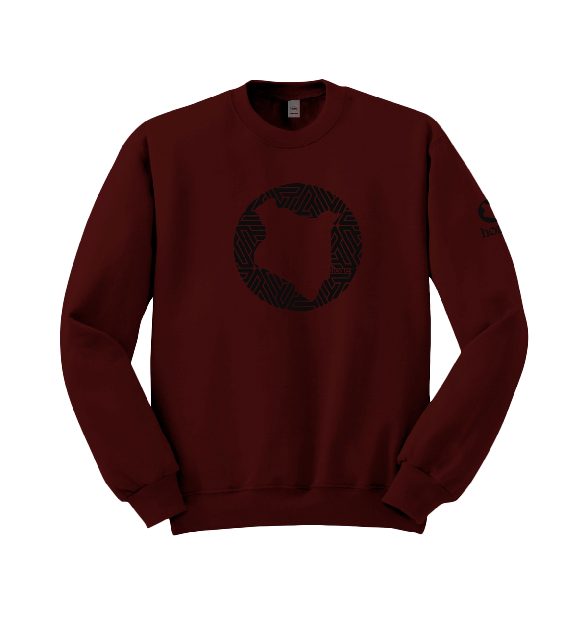 home_254 MAROON SWEATSHIRT (HEAVY FABRIC) WITH A BLACK MAP PRINT
