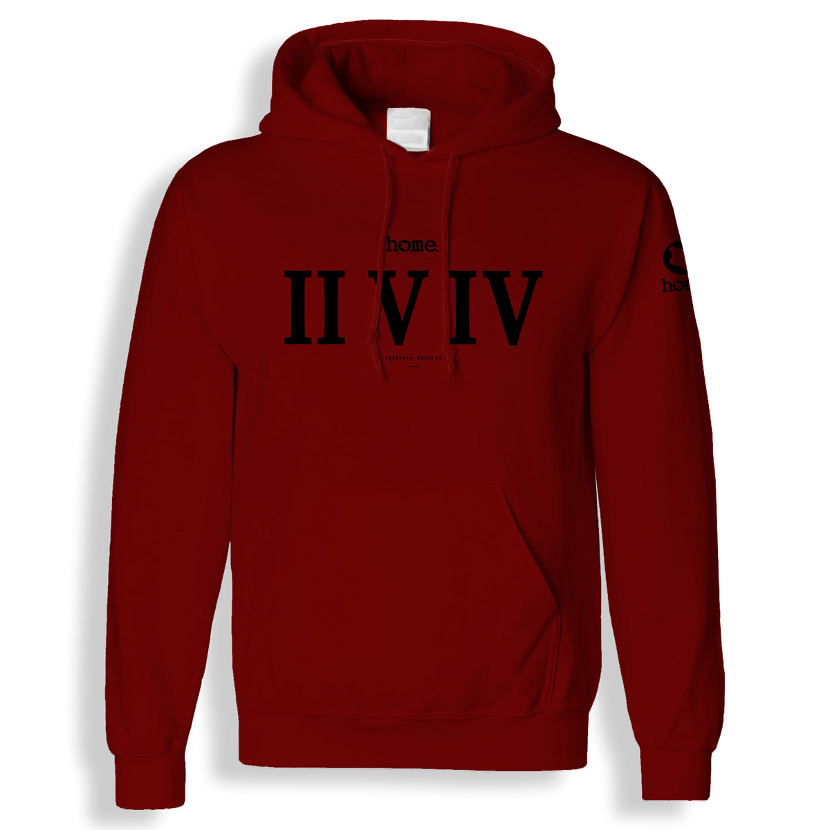 home_254 MAROON RED HOODIE (MID-HEAVY FABRIC) WITH A BLACK ROMAN PRINT
