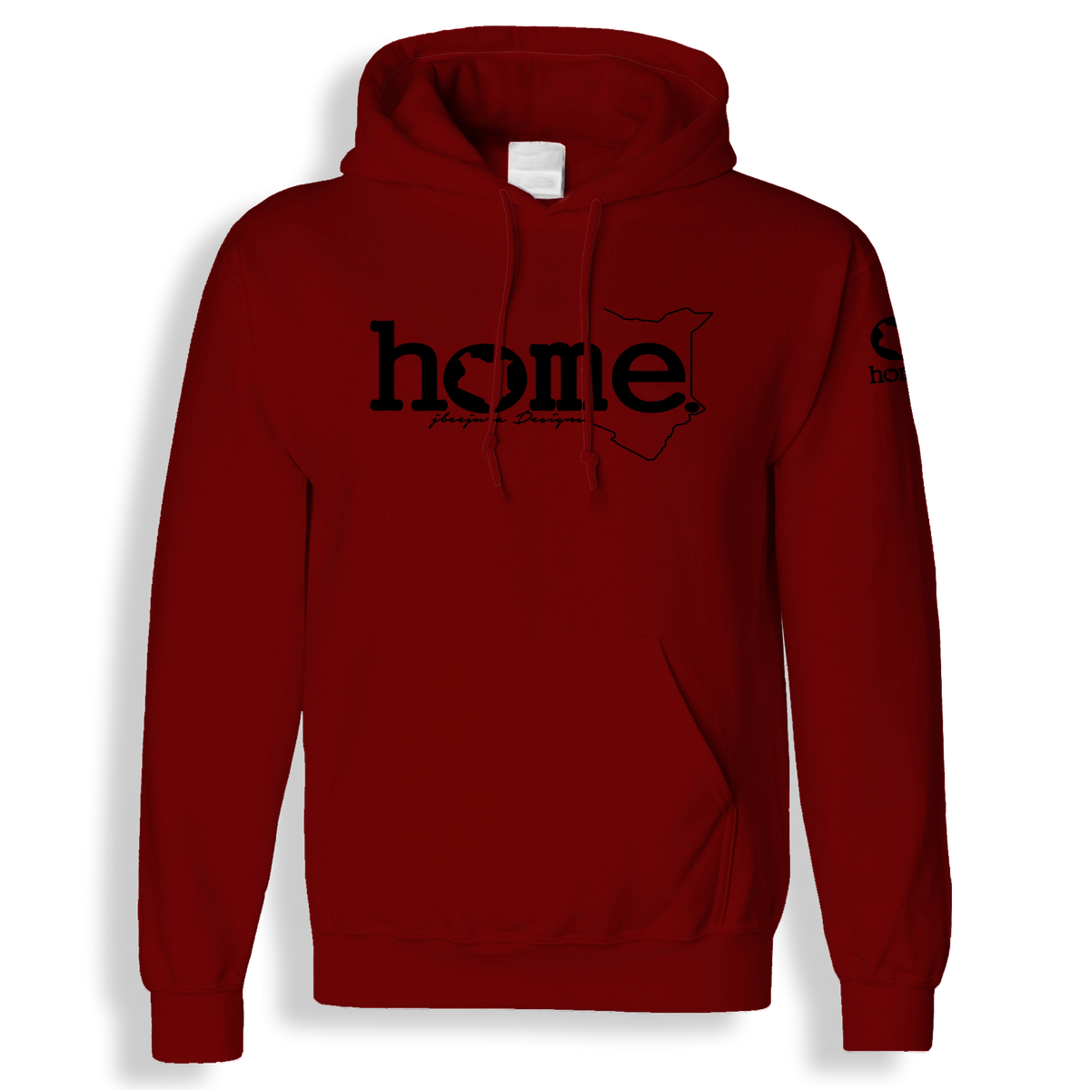 home_254 MAROON RED HOODIE (MID-HEAVY FABRIC) WITH A BLACK WORDS PRINT