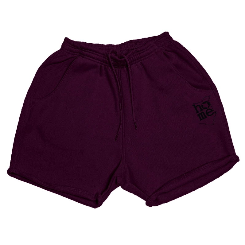 home_254 CLARET BOOTY SHORTS WITH A BLACK PRINT
