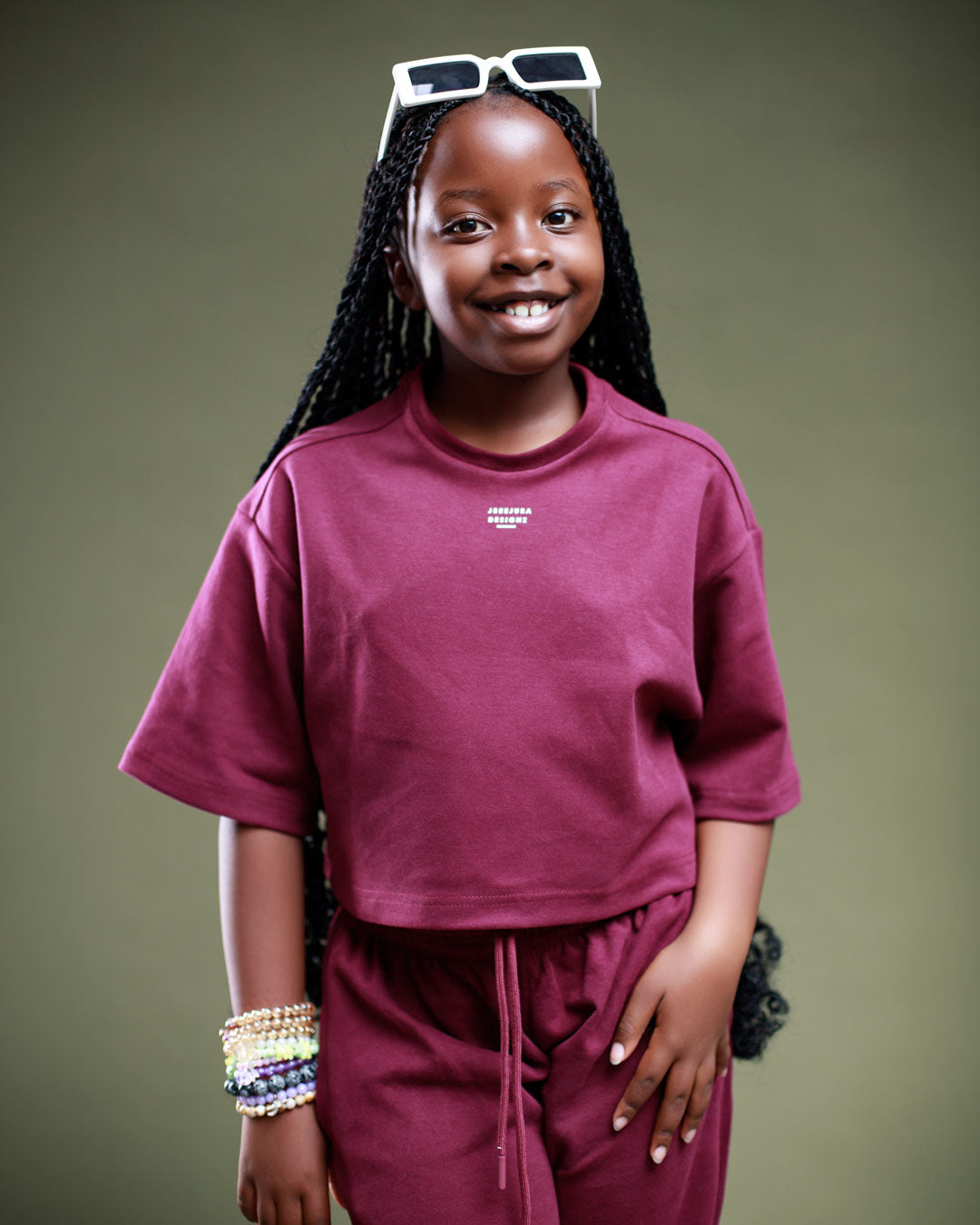 Kids Serene Cropped Tee – Claret