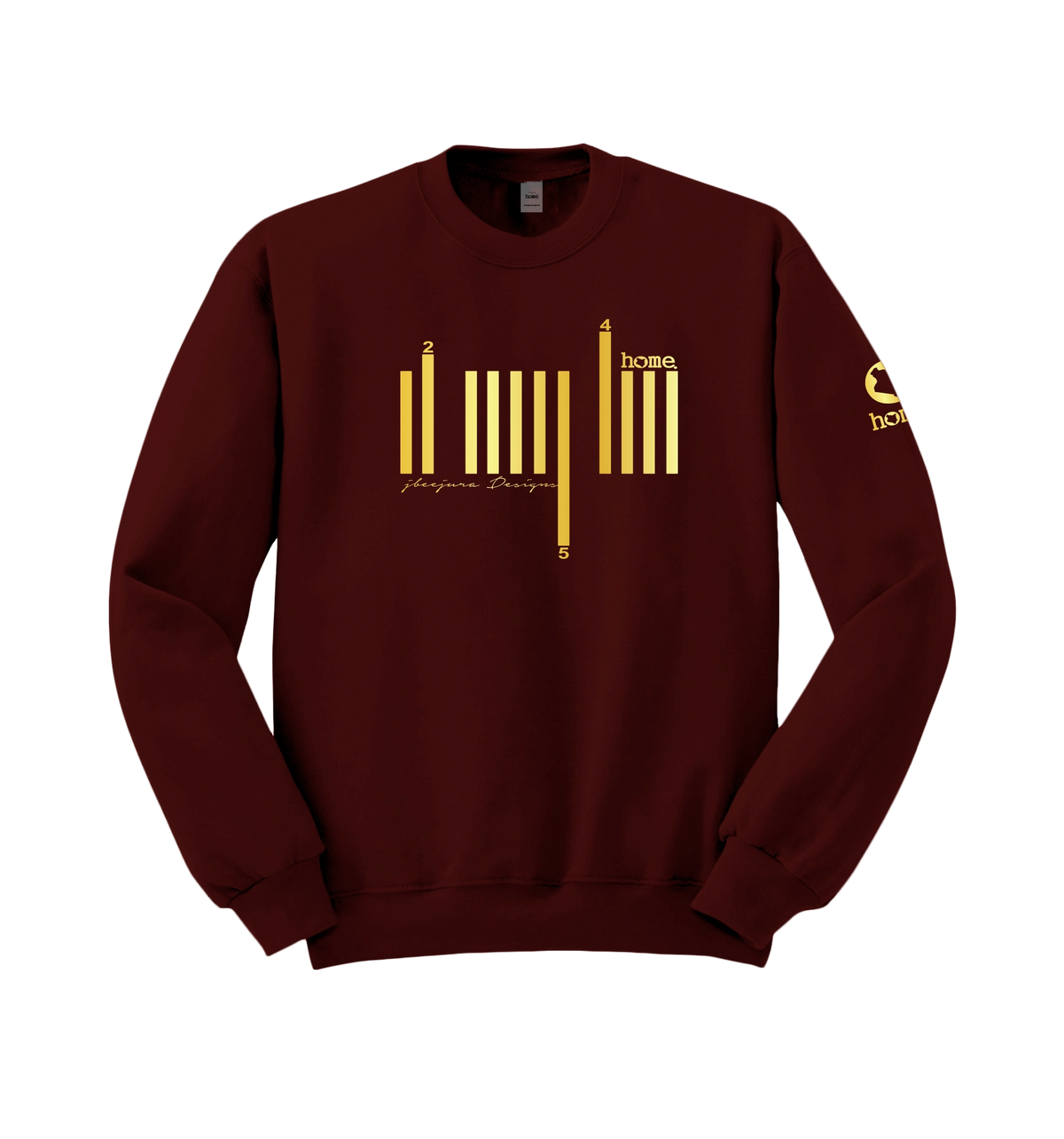 home_254 MAROON SWEATSHIRT (MID-HEAVY FABRIC) WITH A GOLD BARS PRINT