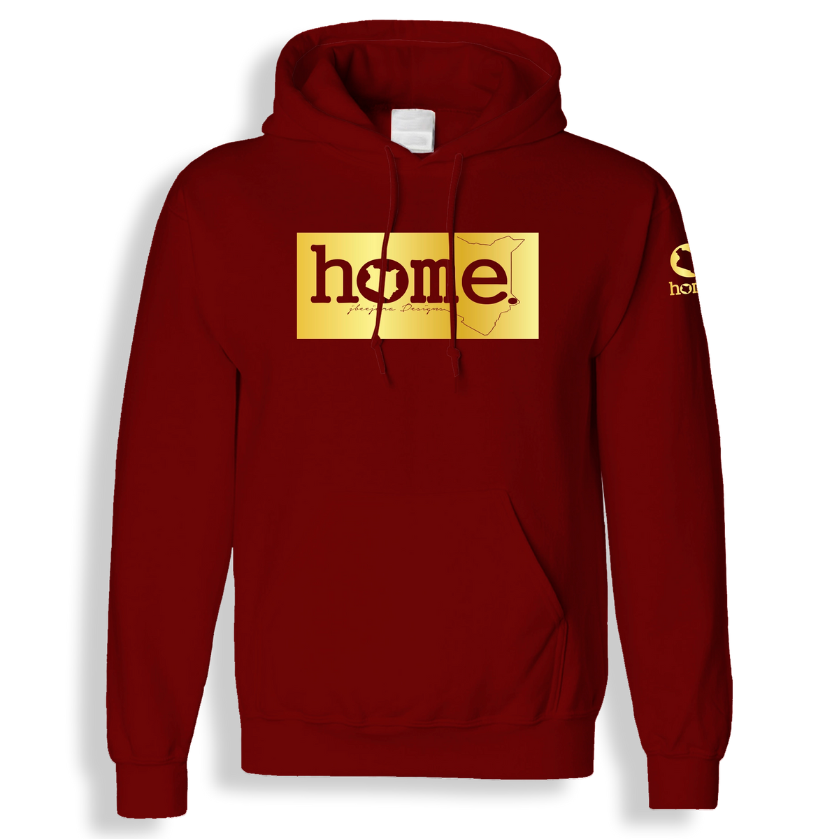 home_254 MAROON RED HOODIE (MID-HEAVY FABRIC) WITH A GOLD CLASSIC PRINT
