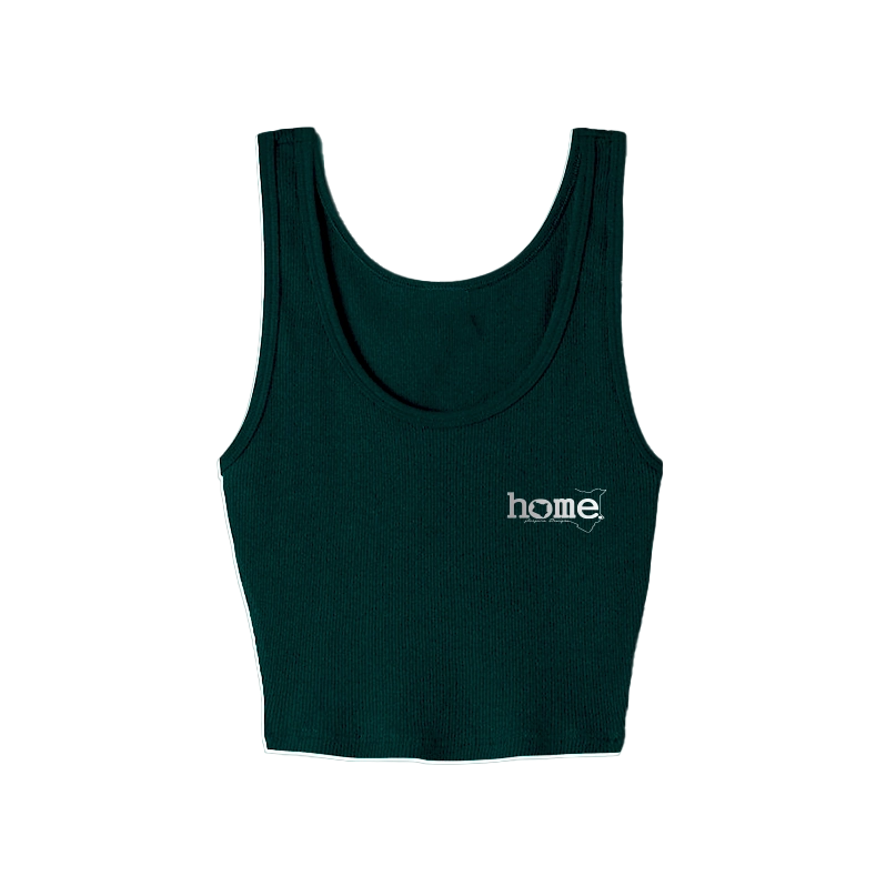 home_254 HUNTER GREEN MUSHIE VEST TOP WITH A SILVER 3D WORDS PRINT