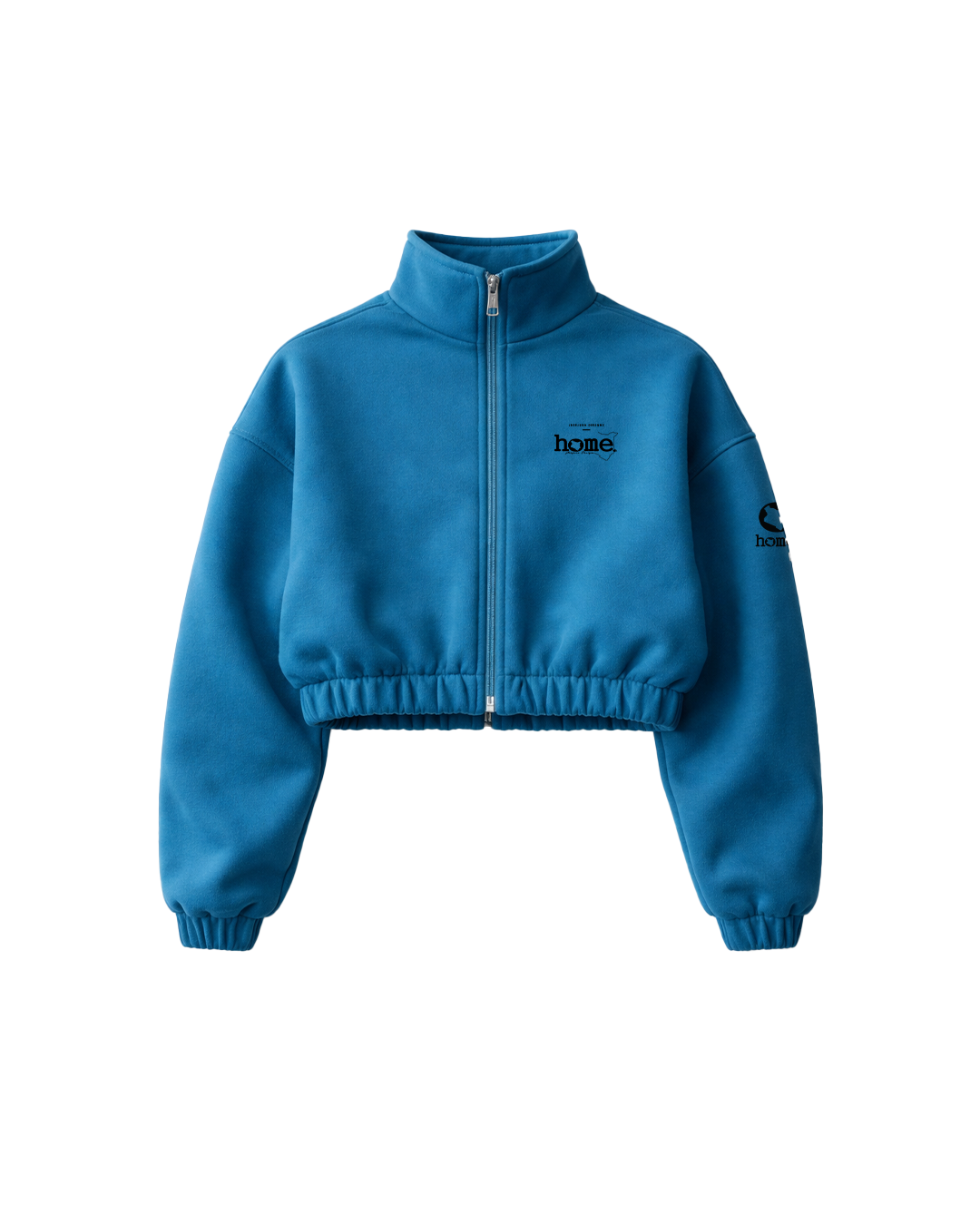 Moda Cropped Zip-Up Sweatshirt Jacket – Teal Blue (Heavy Fabric)