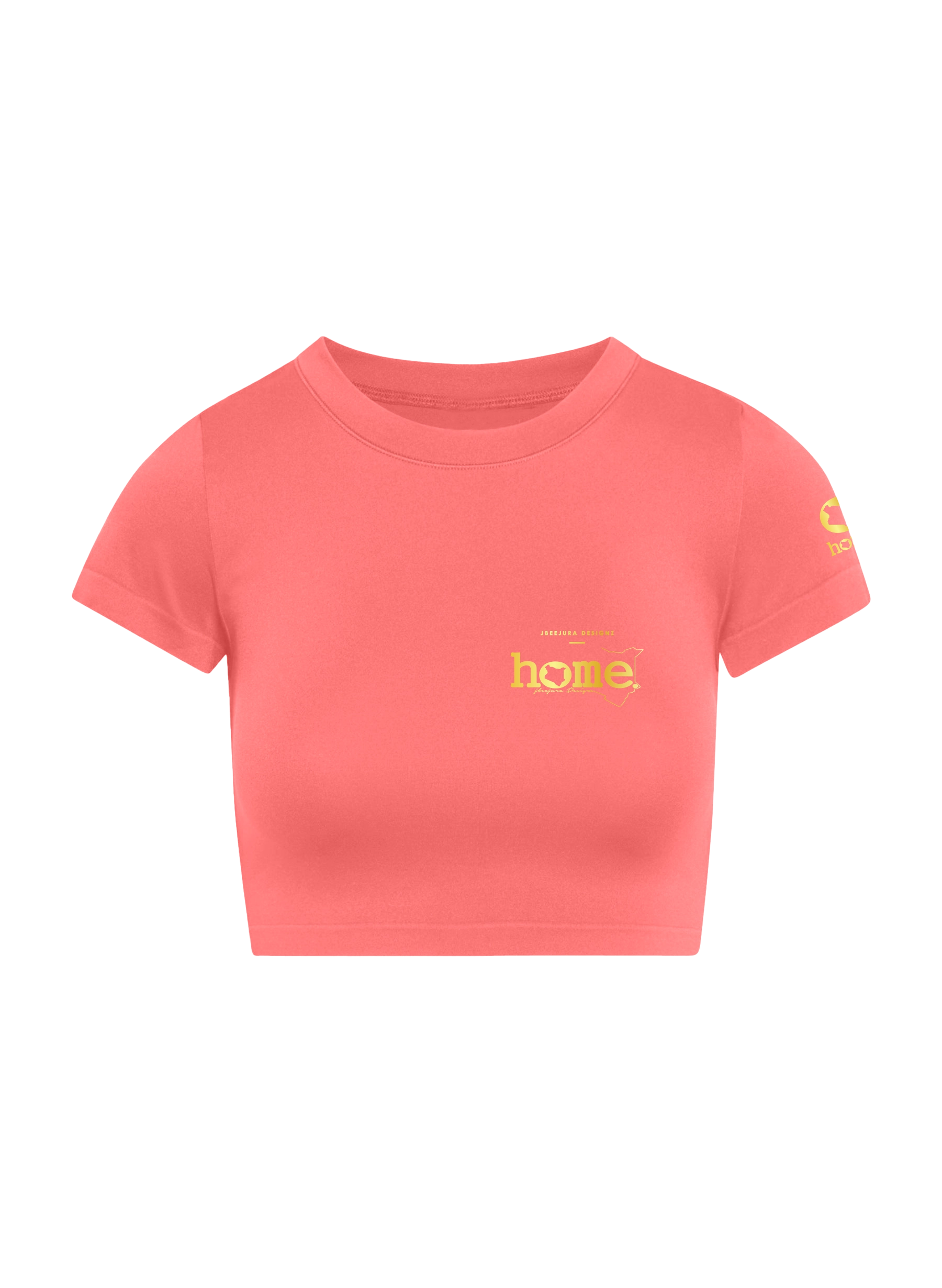 home_254 SHORT SLEEVED MULBERRY CROPPED ARIA TEE WITH A GOLD 3D WORDS PRINT
