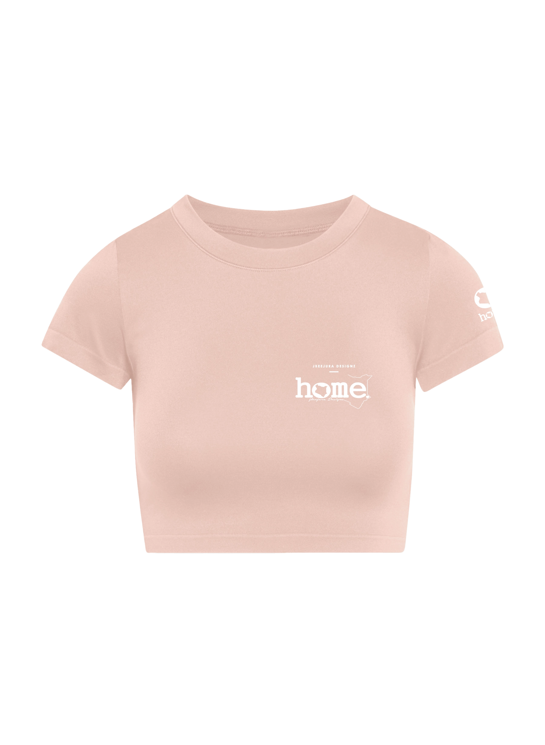 home_254 SHORT SLEEVED PEACH CROPPED ARIA TEE WITH A WHITE 3D WORDS PRINT