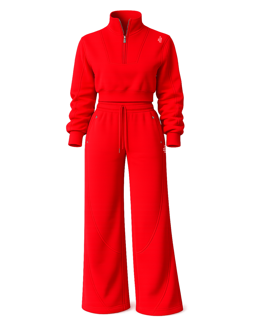 LÛME Red Cropped Quarter Zip & Cosy Pant Set