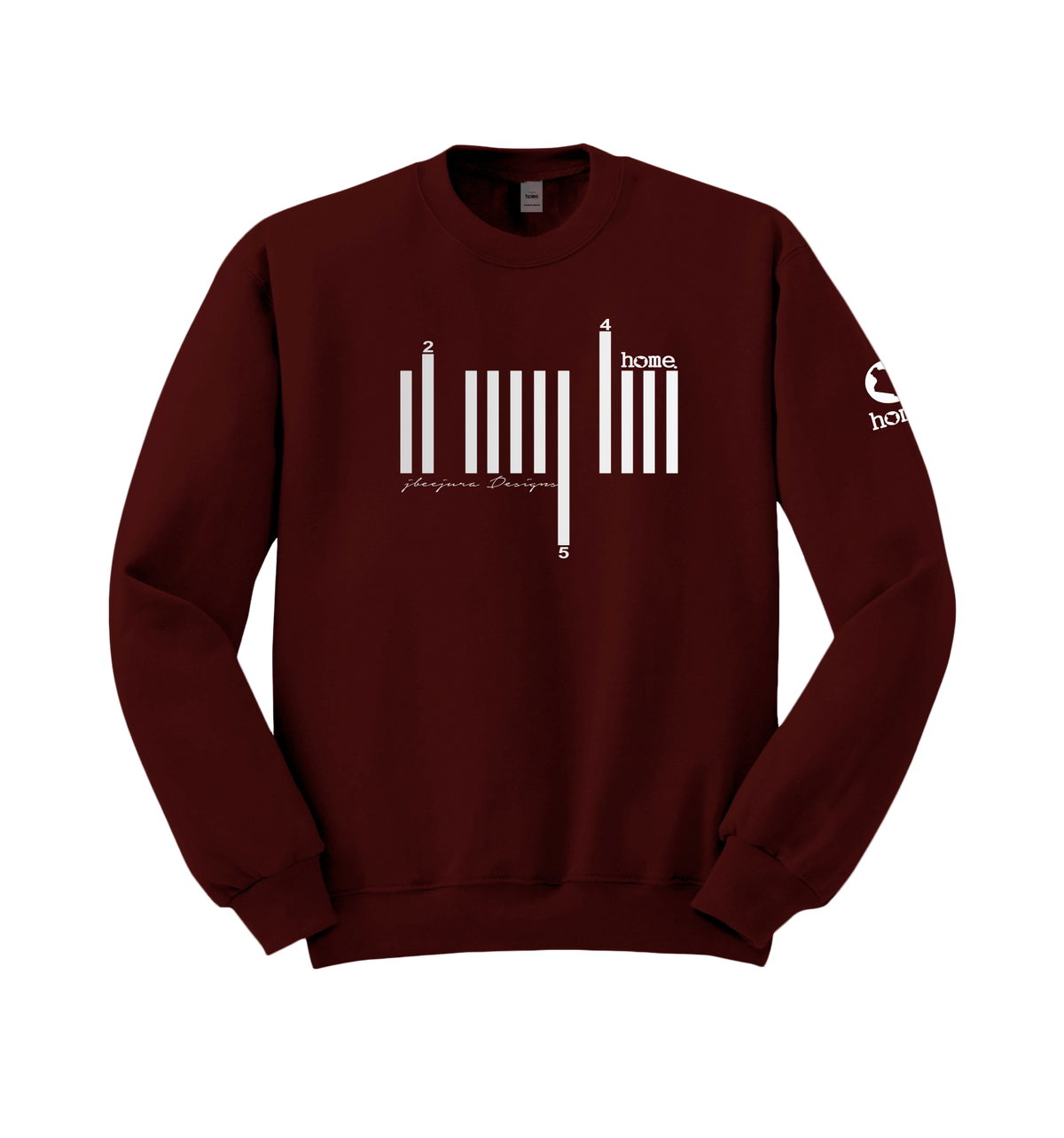 home_254 MAROON SWEATSHIRT (HEAVY FABRIC) WITH A SILVER BARS PRINT