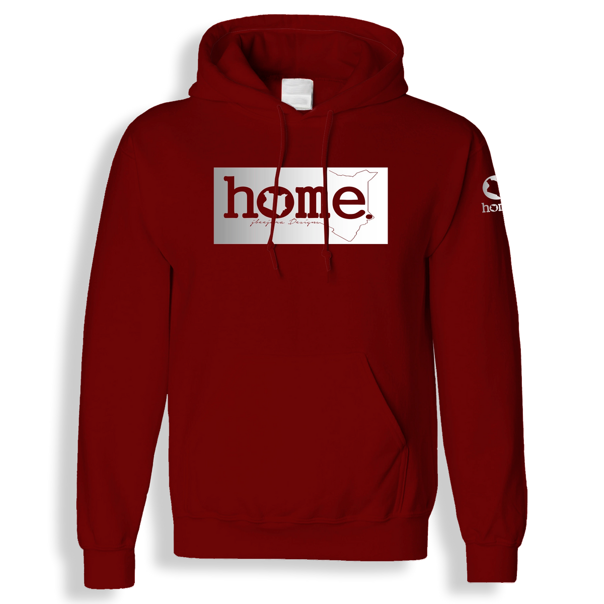 home_254 MAROON RED HOODIE (MID-HEAVY FABRIC) WITH A SILVER CLASSIC PRINT