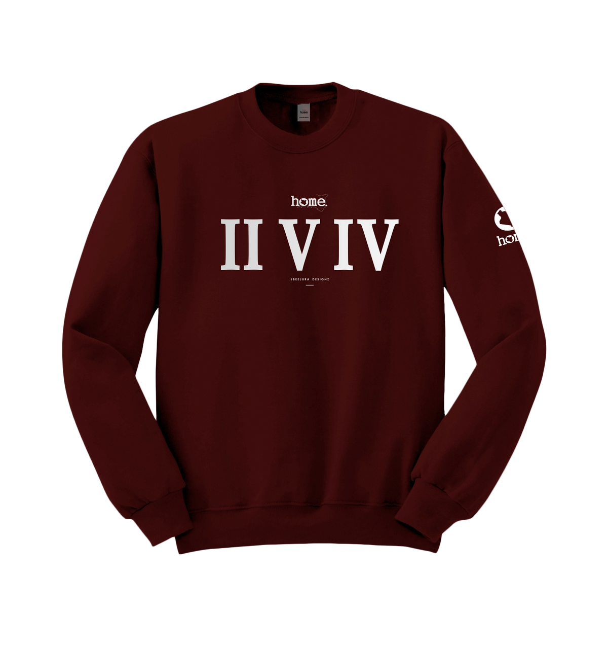 home_254 MAROON SWEATSHIRT (MID-HEAVY FABRIC) WITH A SILVER ROMAN PRINT
