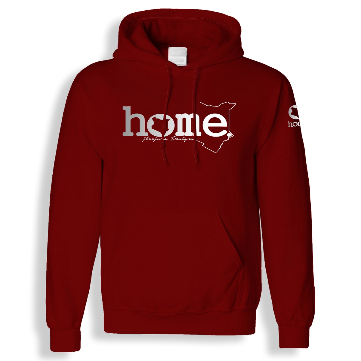 home_254 MAROON RED HOODIE (MID-HEAVY FABRIC) WITH A SILVER WORDS PRINT