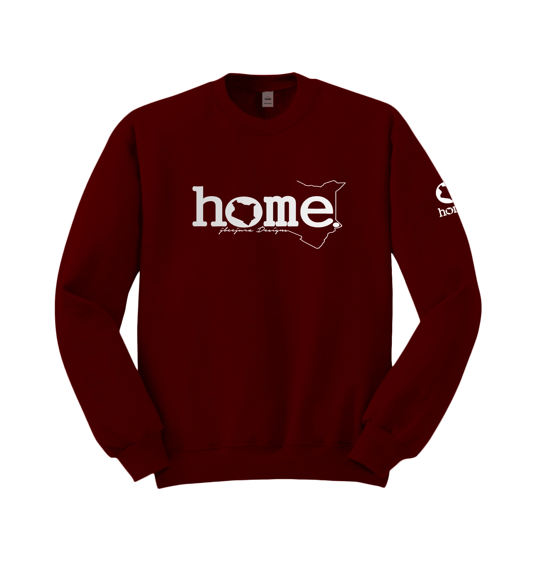 home_254 MAROON RED SWEATSHIRT WITH A SILVER WORDS PRINT