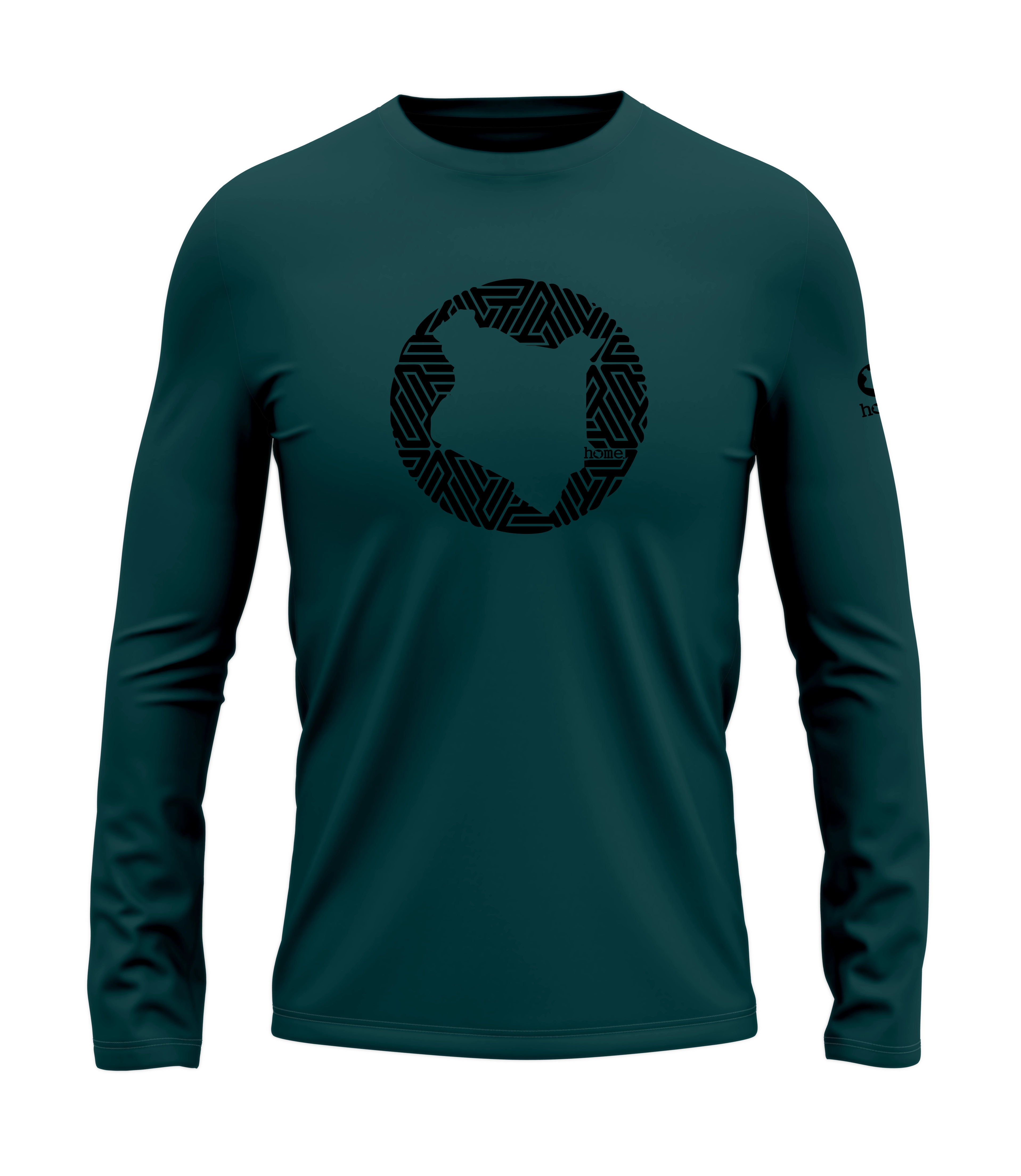 home_254 LONG-SLEEVED DEEP AQUA T-SHIRT WITH A BLACK MAP PRINT