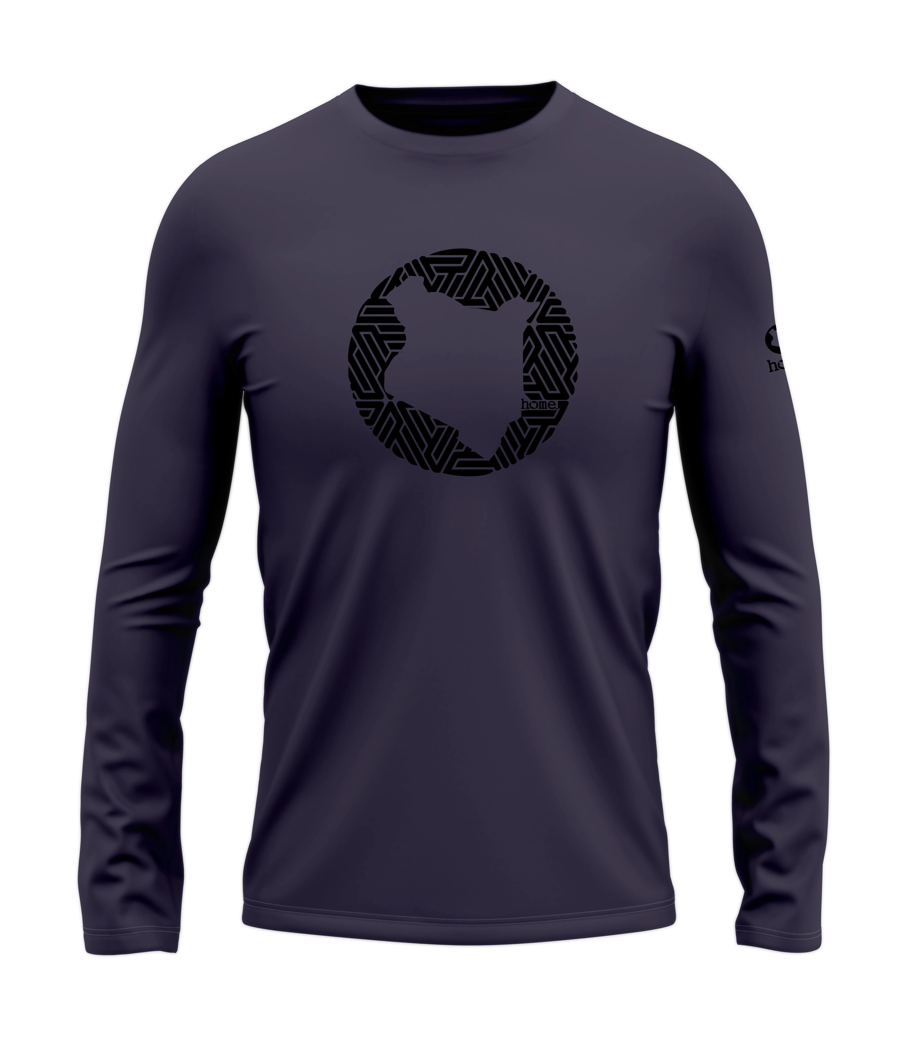 home_254 LONG-SLEEVED RICH PURPLE T-SHIRT WITH A BLACK MAP PRINT – COTTON PLUS FABRIC