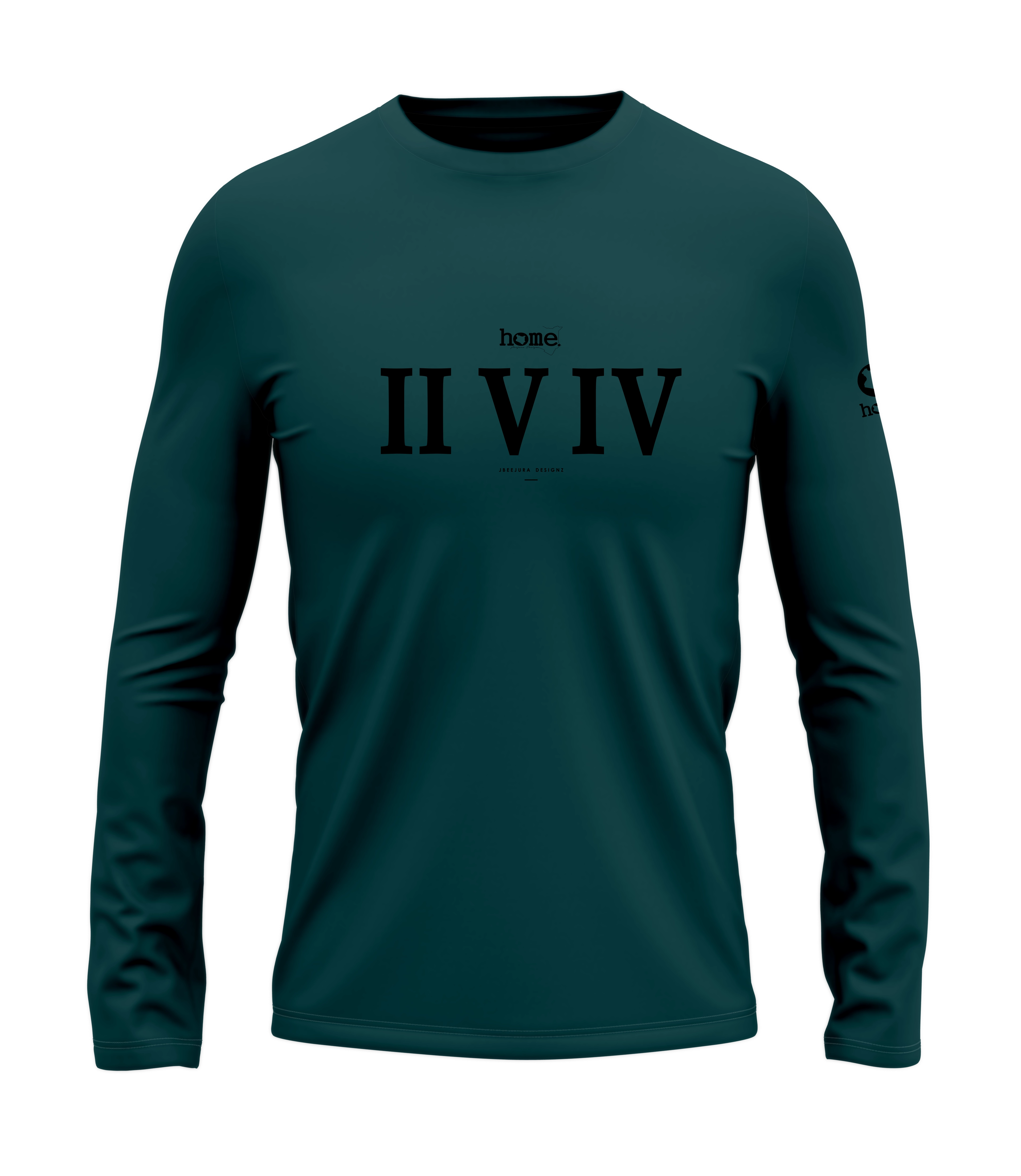 home_254 LONG-SLEEVED DEEP AQUA T-SHIRT WITH A BLACK ROMAN PRINT