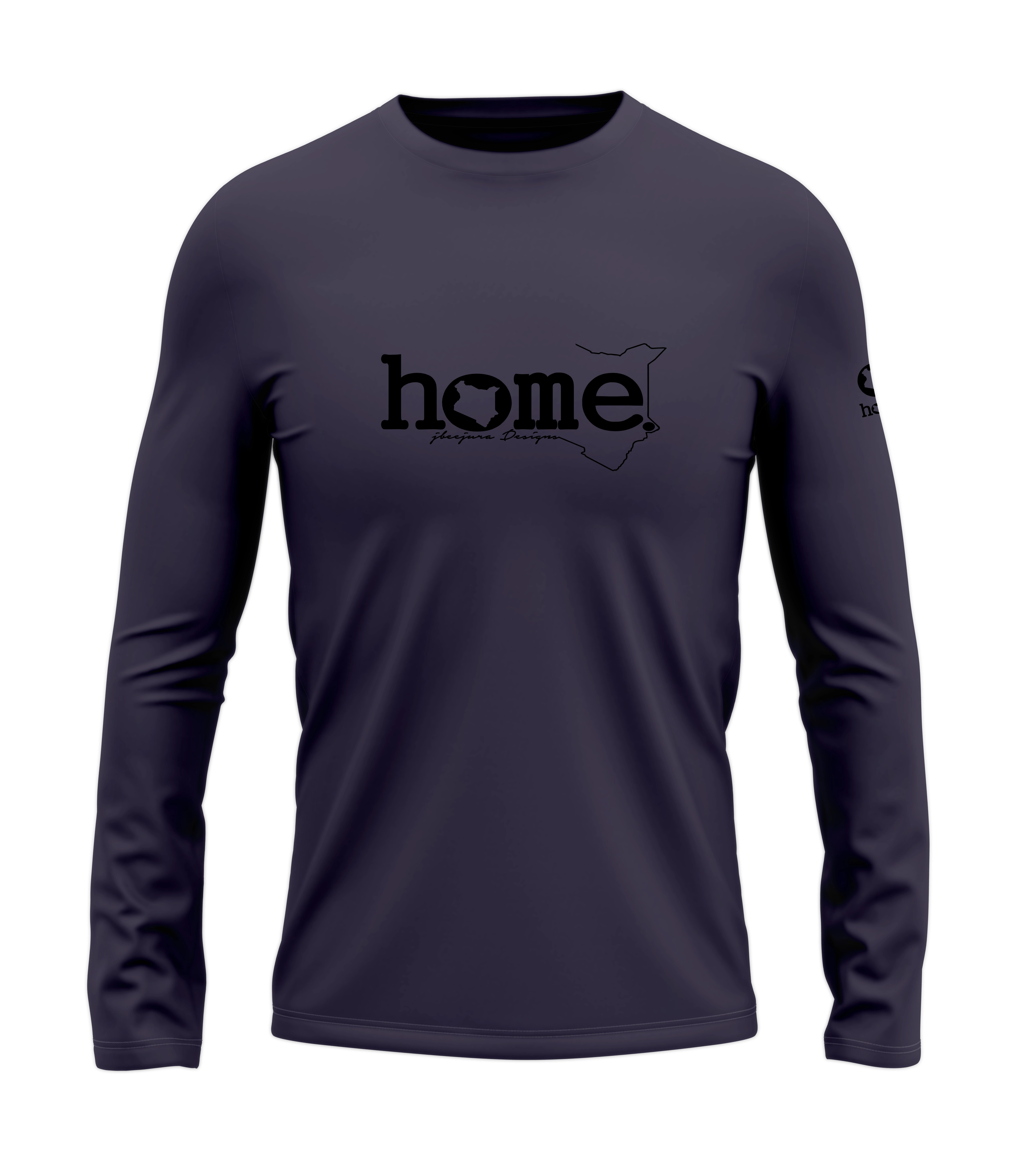 home_254 LONG-SLEEVED RICH PURPLE T-SHIRT WITH A BLACK CLASSIC WORDS PRINT – COTTON PLUS FABRIC