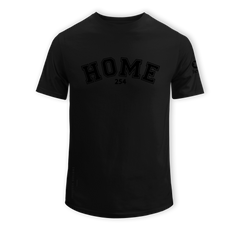 home_254 SHORT-SLEEVED BLACK T-SHIRT WITH A BLACK COLLEGE PRINT – COTTON PLUS FABRIC