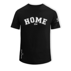 home_254 SHORT-SLEEVED BLACK T-SHIRT WITH A WHITE COLLEGE PRINT – COTTON PLUS FABRIC