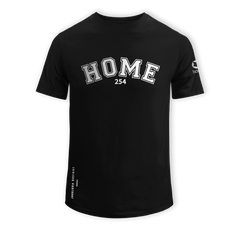 home_254 SHORT-SLEEVED BLACK T-SHIRT WITH A SILVER COLLEGE PRINT – COTTON PLUS FABRIC