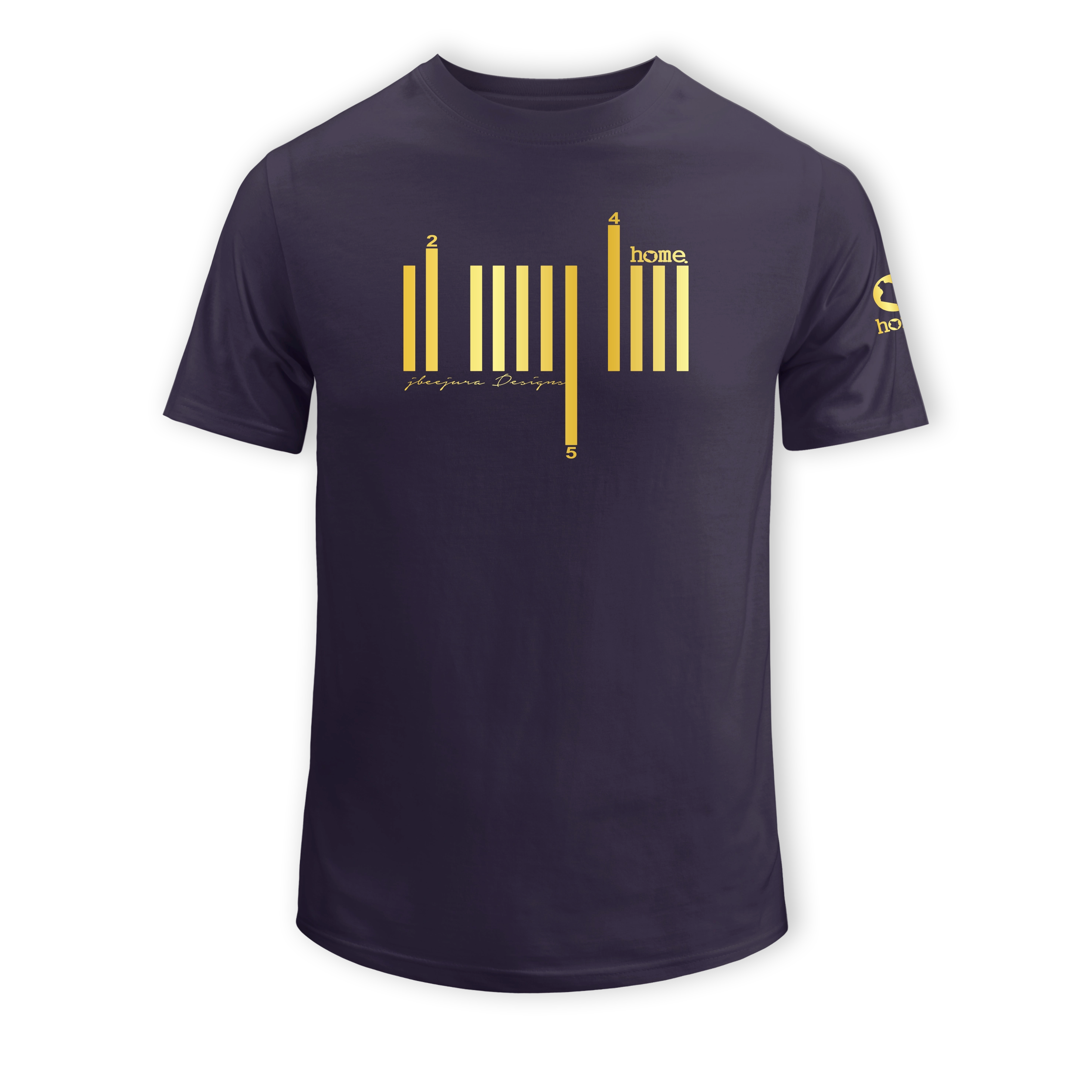 home_254 KIDS SHORT-SLEEVED RICH PURPLE T-SHIRT WITH A GOLD BARS PRINT – COTTON PLUS FABRIC