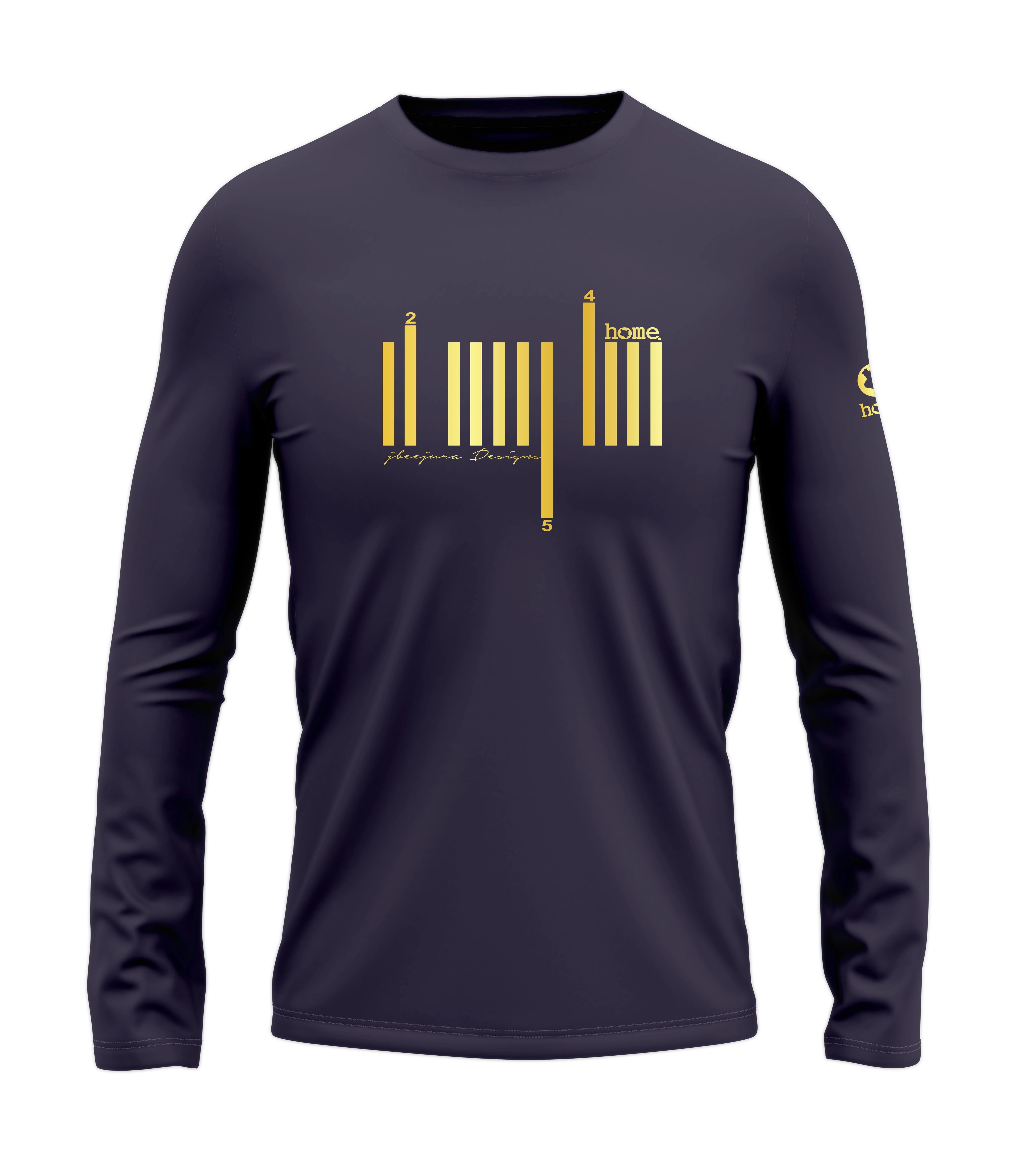 home_254 LONG-SLEEVED RICH PURPLE T-SHIRT WITH A GOLD BARS PRINT – COTTON PLUS FABRIC