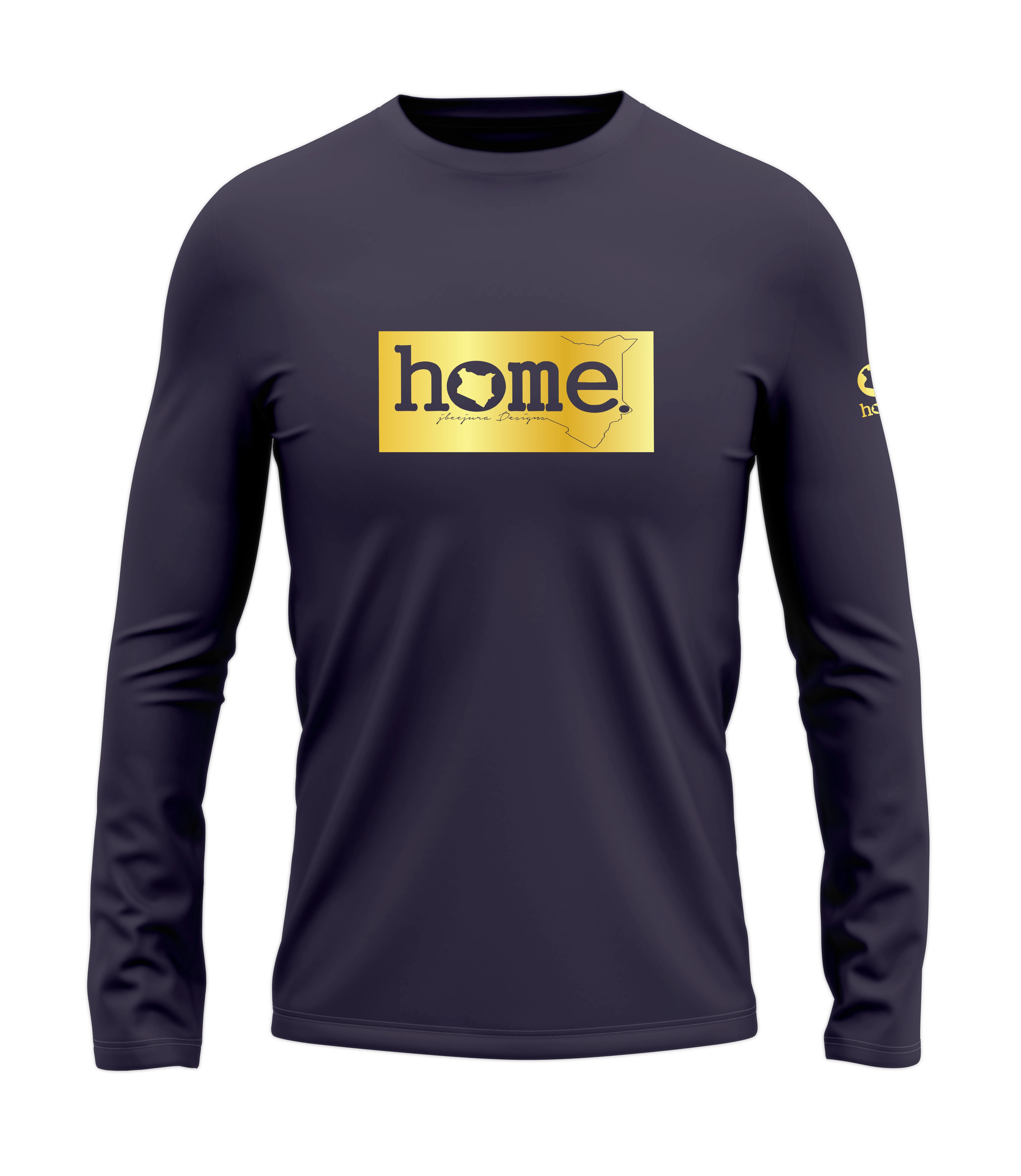 home_254 LONG-SLEEVED RICH PURPLE T-SHIRT WITH A GOLD CLASSIC PRINT – COTTON PLUS FABRIC