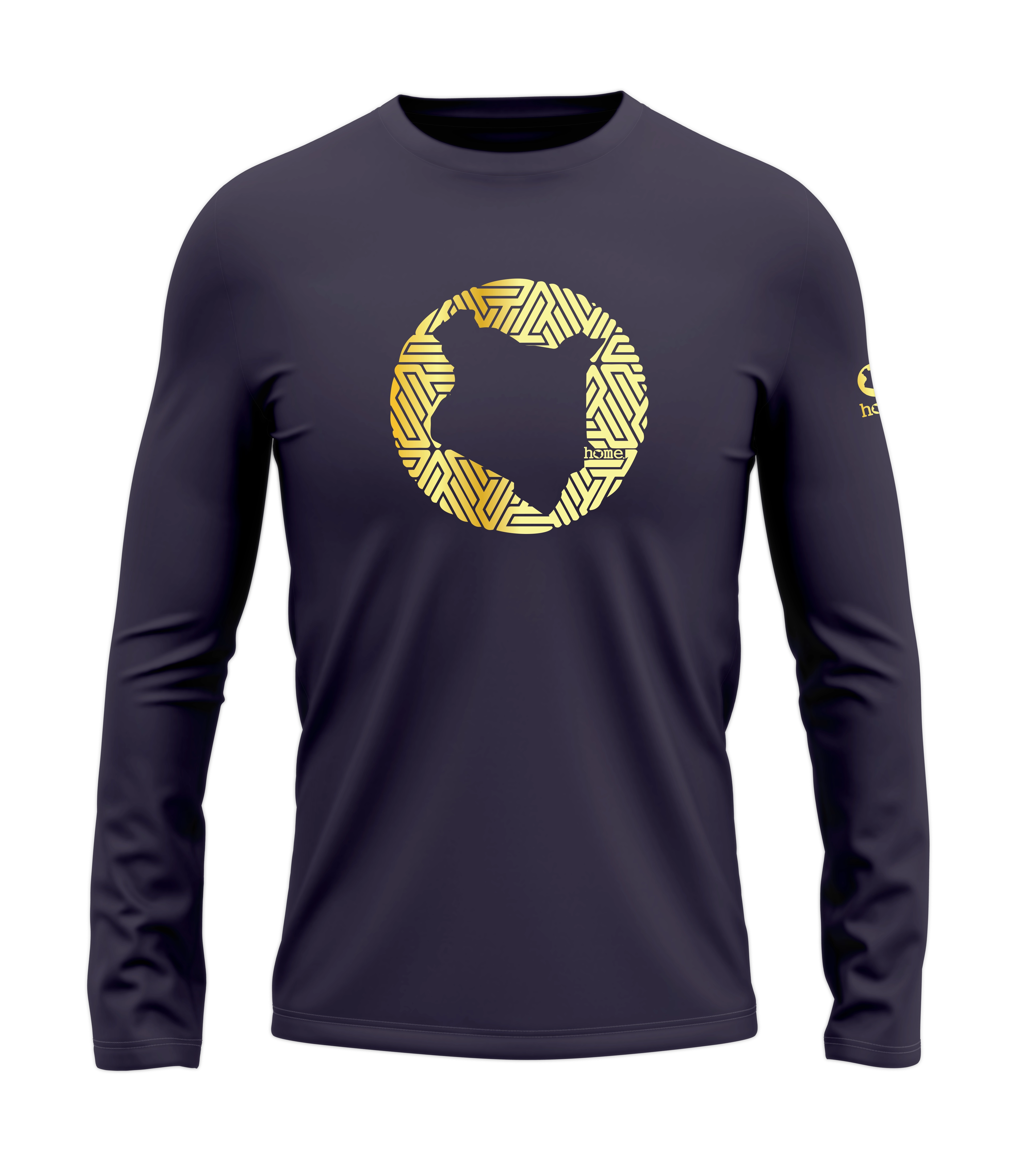home_254 LONG-SLEEVED RICH PURPLE T-SHIRT WITH A GOLD MAP PRINT – COTTON PLUS FABRIC