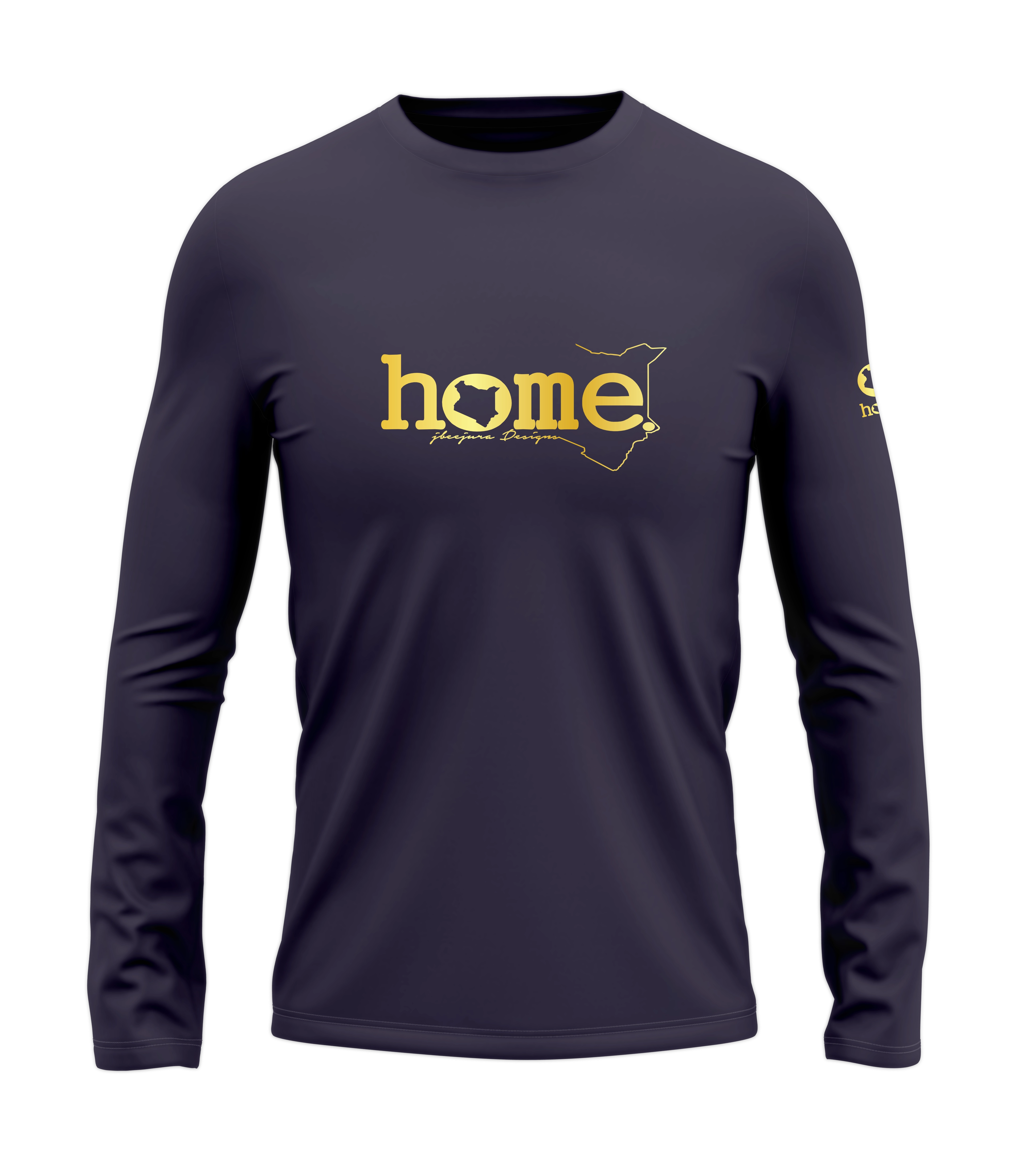 home_254 LONG-SLEEVED RICH PURPLE T-SHIRT WITH A GOLD CLASSIC WORDS PRINT – COTTON PLUS FABRIC