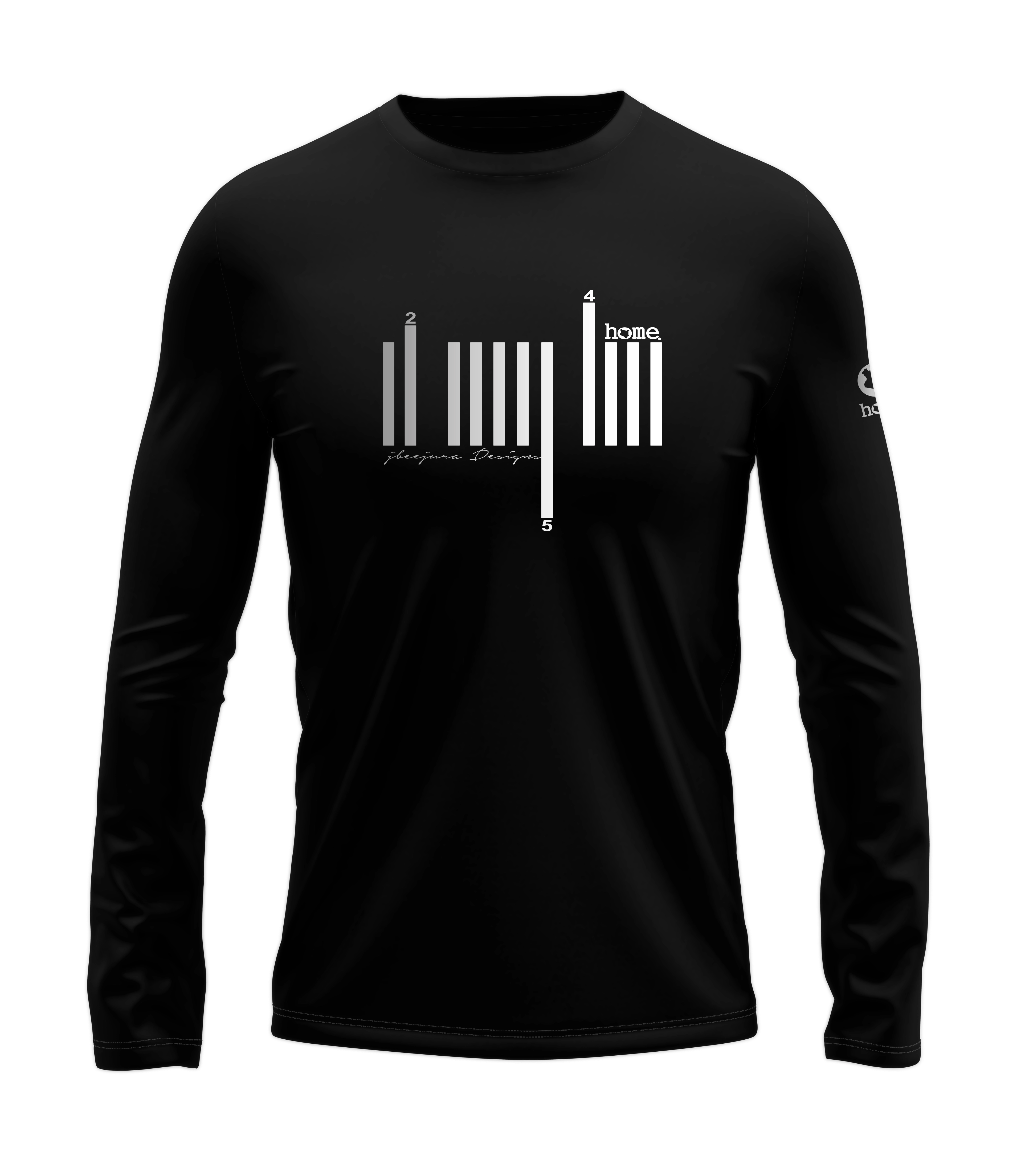 home_254 LONG-SLEEVED BLACK T-SHIRT WITH A SILVER BARS PRINT – COTTON PLUS FABRIC