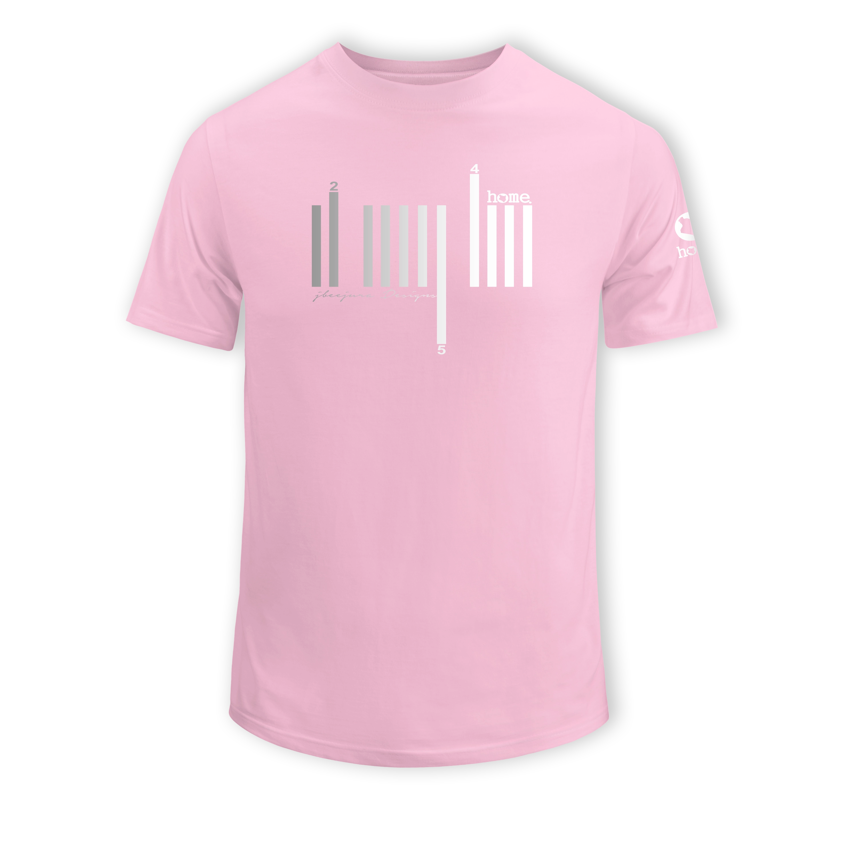home_254 SHORT-SLEEVED PINK T-SHIRT WITH A SILVER BARS PRINT – COTTON PLUS FABRIC