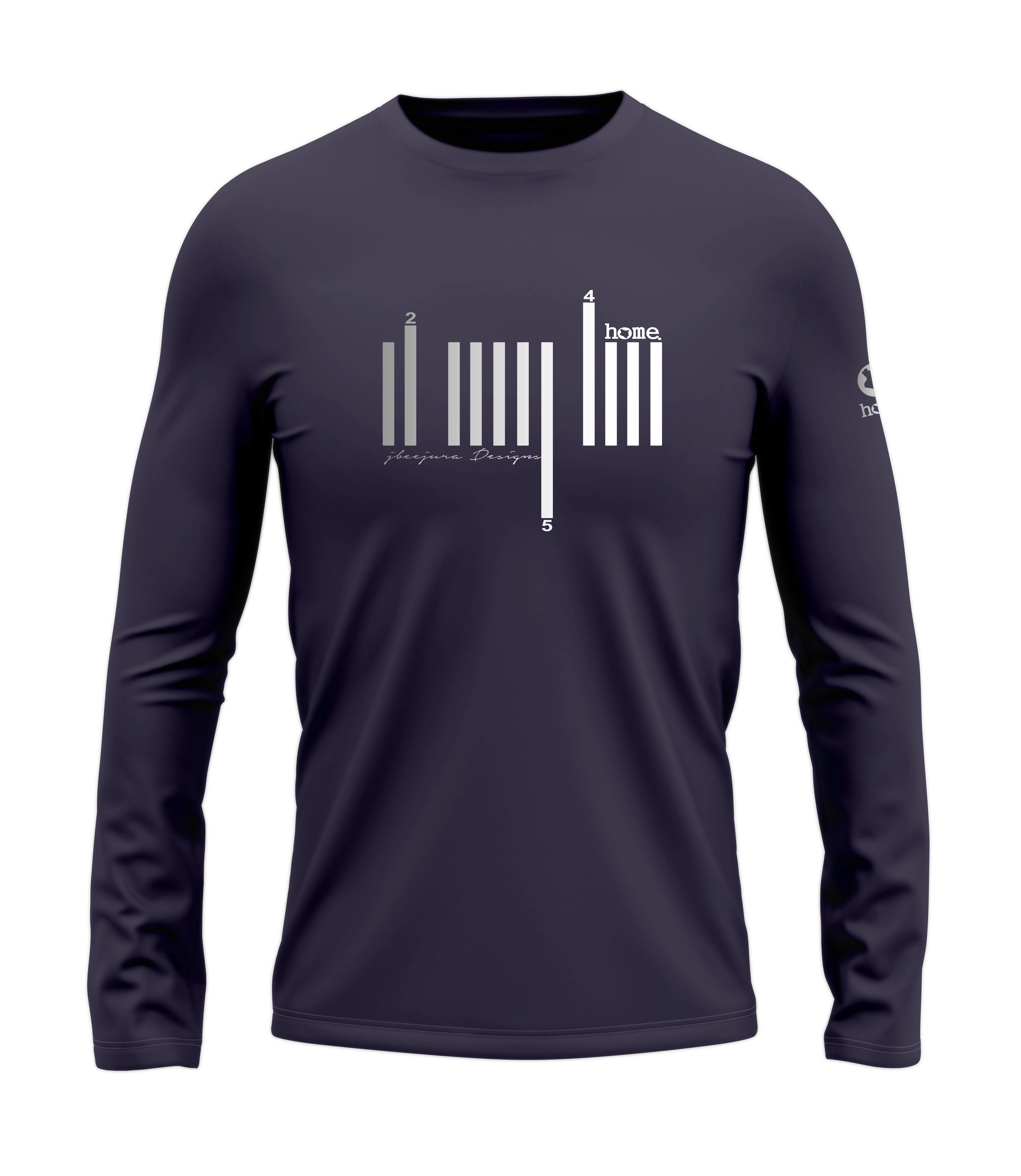 home_254 LONG-SLEEVED RICH PURPLE T-SHIRT WITH A SILVER BARS PRINT – COTTON PLUS FABRIC