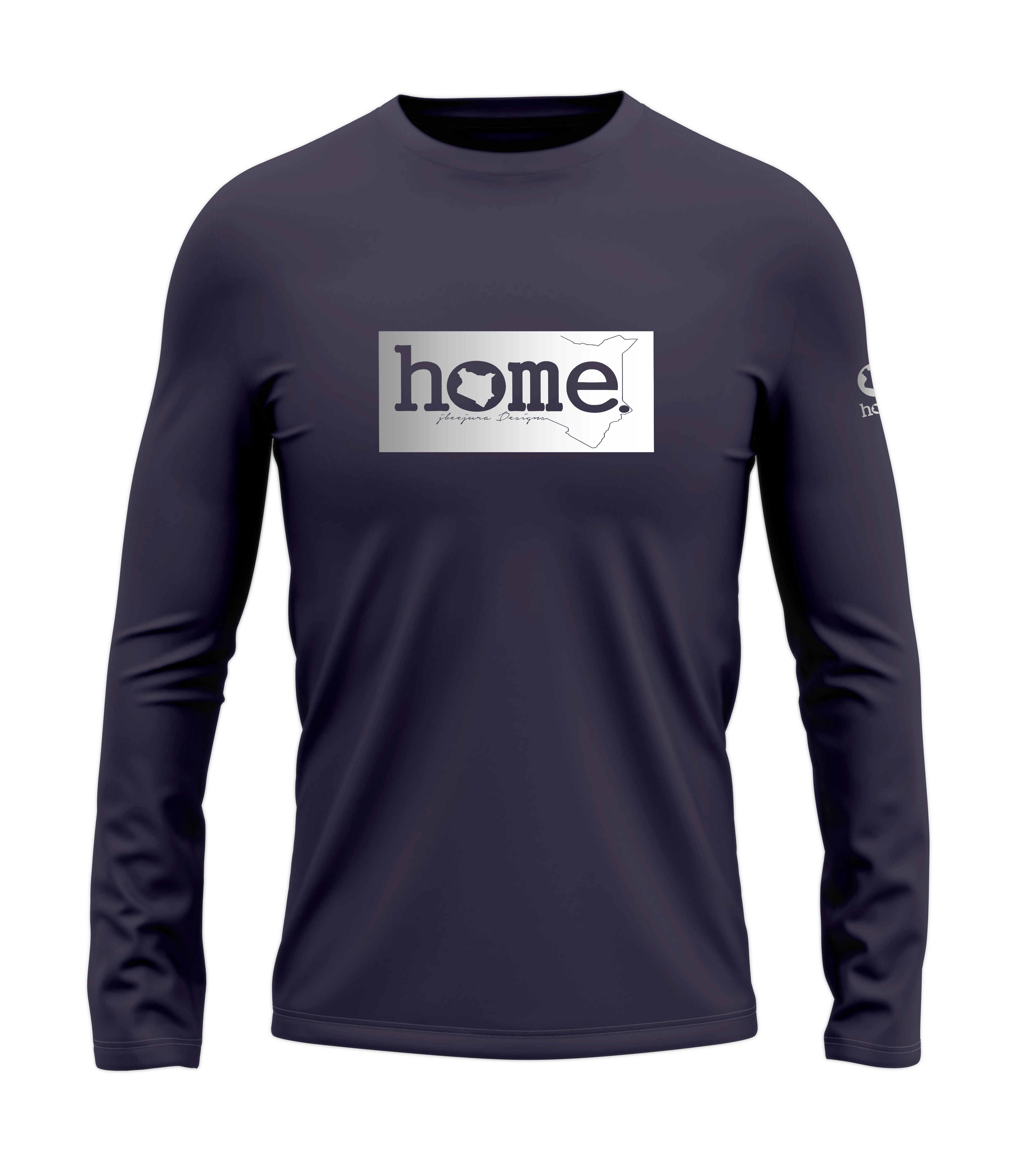 home_254 LONG-SLEEVED RICH PURPLE T-SHIRT WITH A SILVER CLASSIC PRINT – COTTON PLUS FABRIC