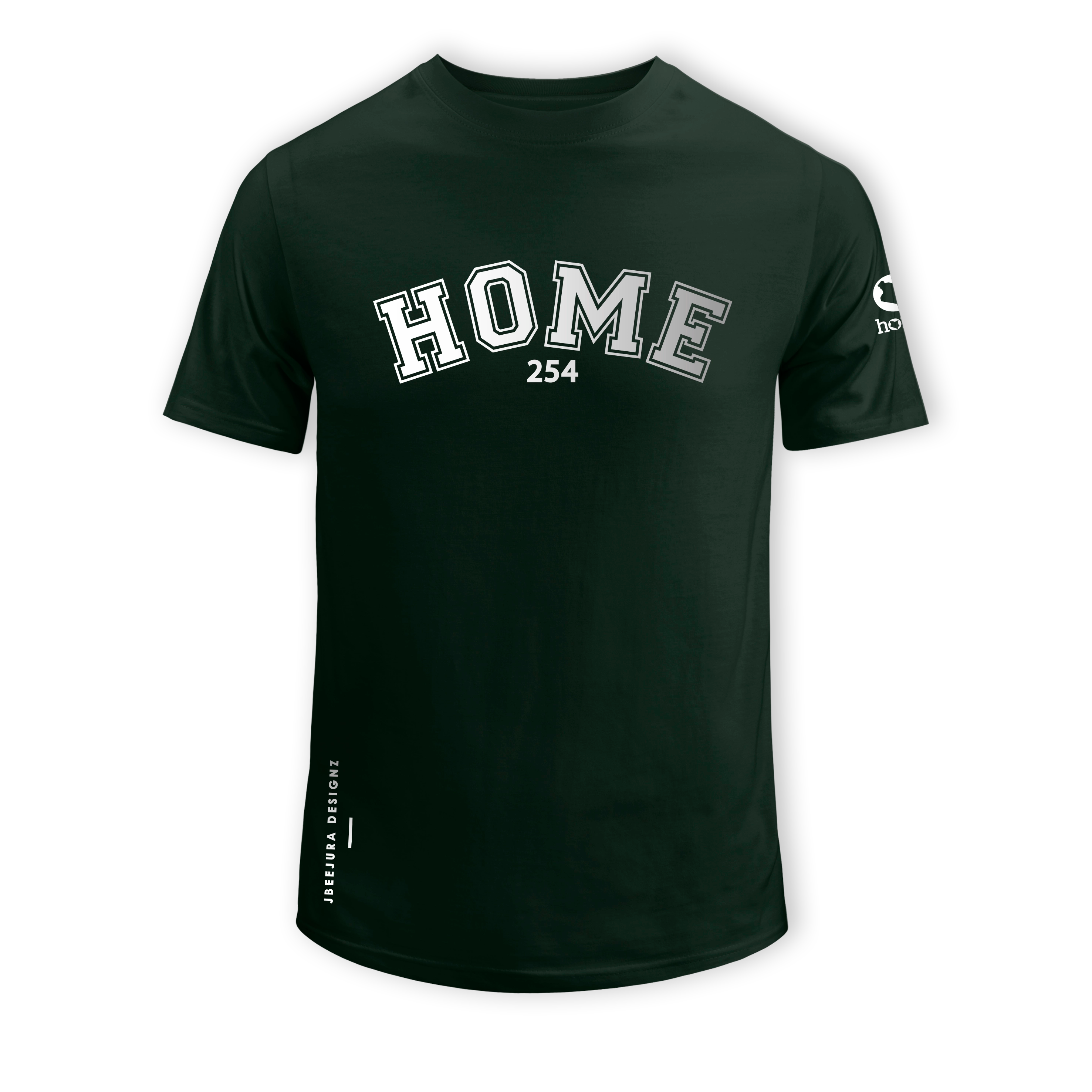 home_254 SHORT-SLEEVED FOREST GREEN T-SHIRT WITH A SILVER COLLEGE PRINT – COTTON PLUS FABRIC